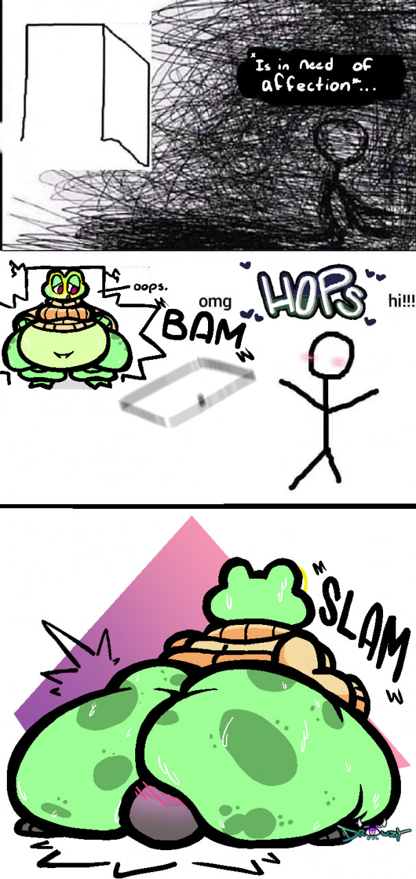 ambiguous_gender amphibian anthro ass belly big_ass big_belly big_breasts big_butt blush bottom_heavy breasts broken_door_frame broken_wall butt_focus butt_slam comic door facesitting fat feelingdrowzy frog furry glasses hi_res hops_(feelingdrowzy) huge_ass huge_belly huge_butt hyper_ass hyper_butt male male/ambiguous meme obese obese_male omg_hi! onomatopoeia overweight overweight_male sitting_on_person spotted_butt stickman superchub sweat sweater sweaty sweaty_butt text watermark white_background wide_hips