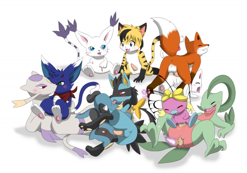 69 anthro butterfree crossover digimon furry gatomon group_sex grovyle lucario mienshao orgy penis pink_butterfree pokemon pokemon_(species) pussy riolu tagme winick-lim