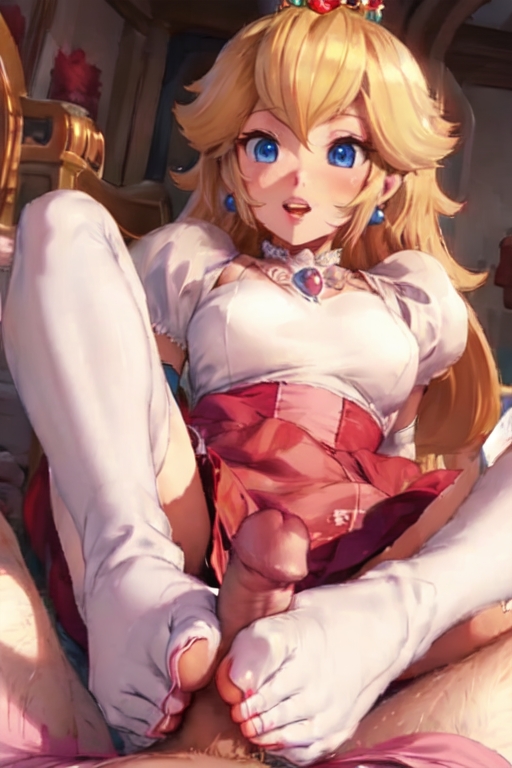 ai_generated aigeneratedp feet footjob footwear male_pov mario mario_(series) nintendo pov pov_eye_contact princess_peach socks toes