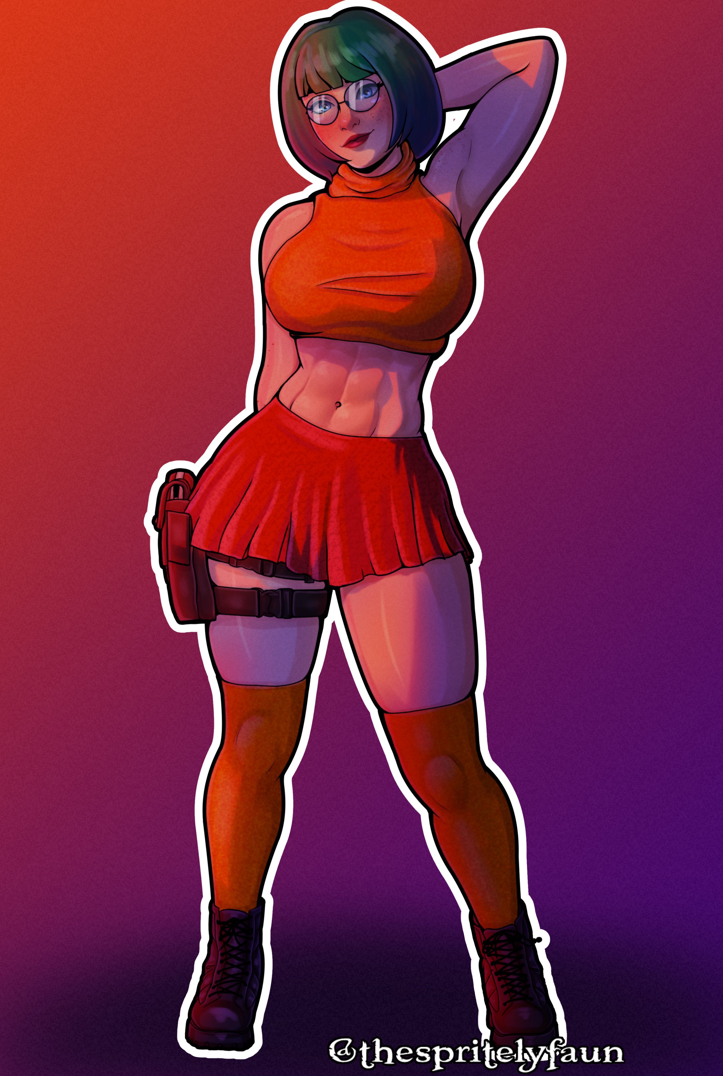 2d, 2d (artwork), cosplay, crossover, ela (rainbow six), female, rainbow six, rainbow six siege, scooby-doo, signature, tagme, text, thespritelynfaun, velma dinkley, velma dinkley (cosplay)