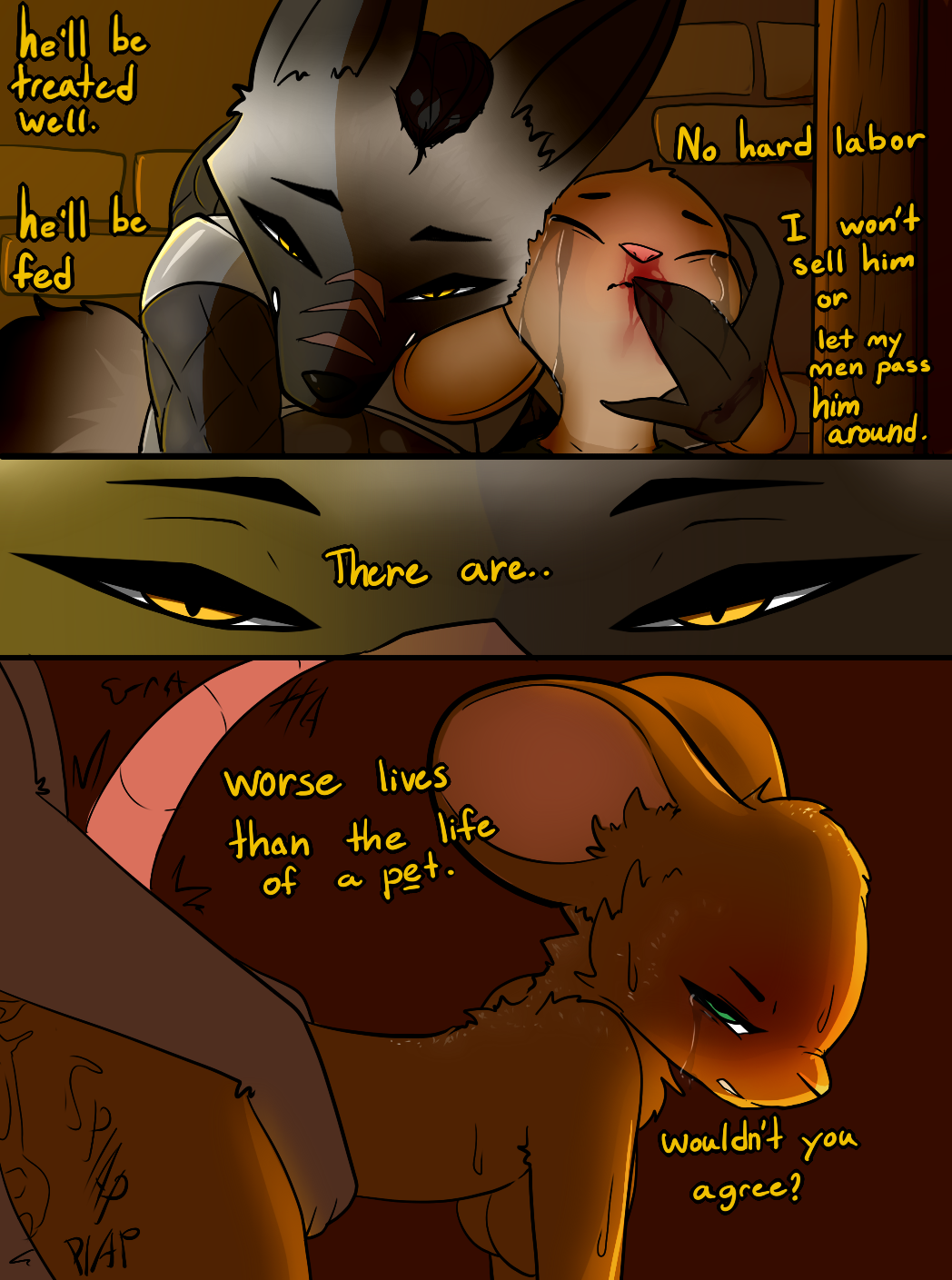 anthro, blood, bodily fluids, canid, canine, female, forced, fox, group, hi res, male, male/female, mammal, mouse, murid, murine, nosebleed, privvys-art, rape, rat, red fox, rodent, silver fox, tears, yellow eyes