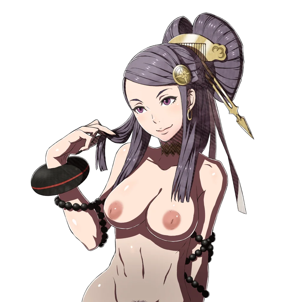 1girls bare_shoulders breasts collarbone completely_nude edit female female_only female_pubic_hair fire_emblem fire_emblem_fates inverted_nipples large_breasts long_hair nintendo nipples nude nude_female nude_filter orochi_(fire_emblem) pink_eyes playing_with_hair pubic_hair purple_eyes purple_hair samuraijam34 shoulders smile solo transparent_background upper_body