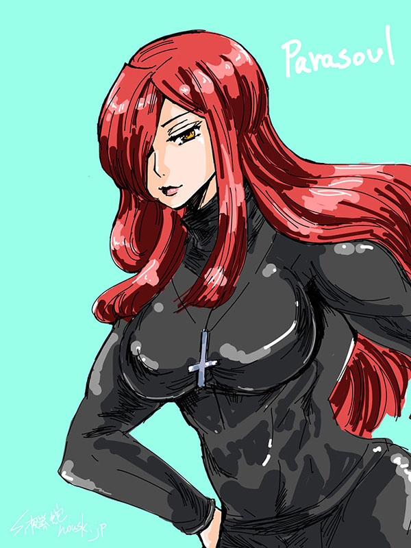 huge_breasts muscular_female nousk parasoul skullgirls upside_down_cross