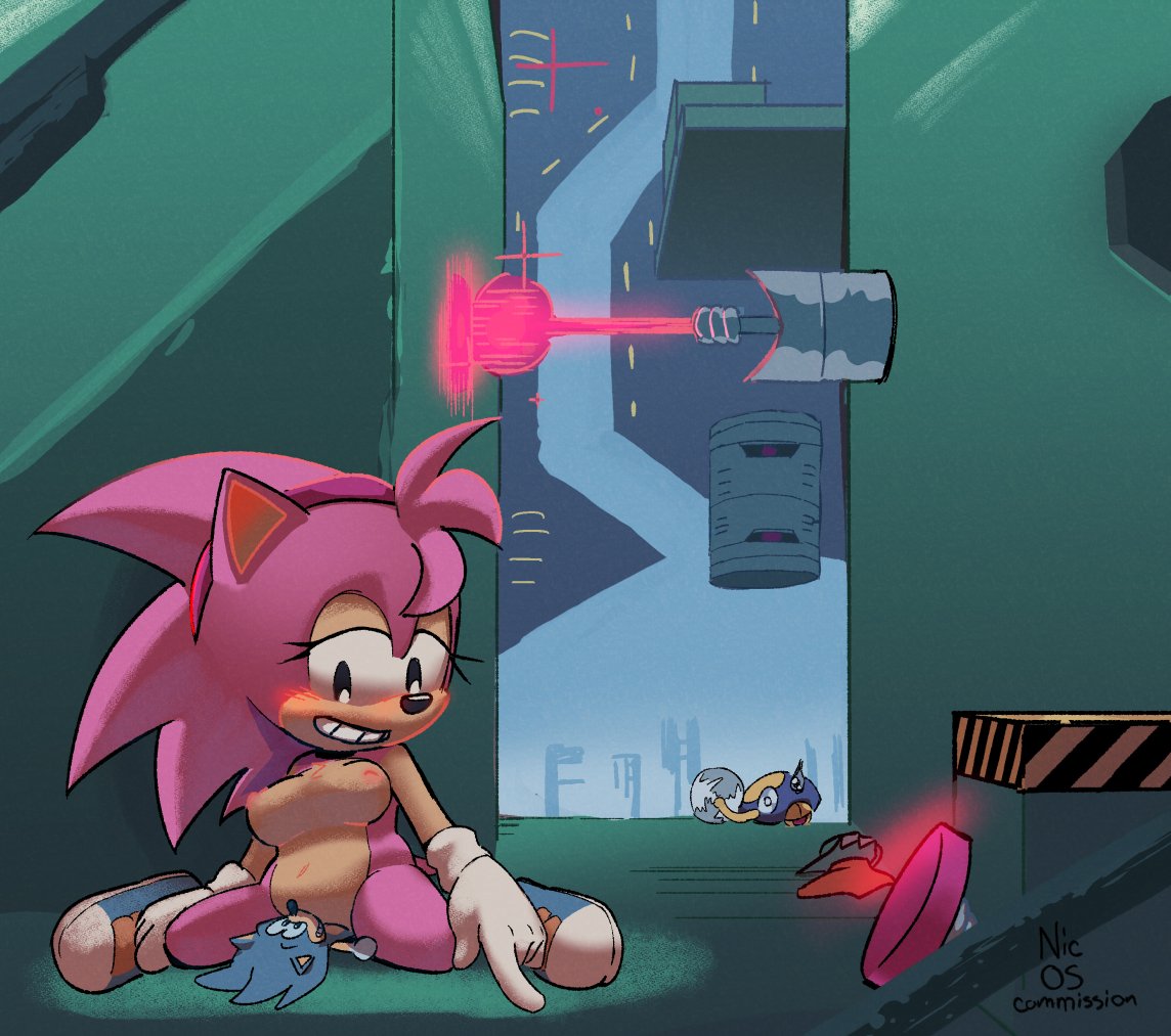 amy_rose classic_amy_rose cowgirl_position giantess larger_female mobian_(species) pinned_to_floor sega shoes_only size_difference smaller_male sonic_(series) sonic_cd sonic_the_hedgehog