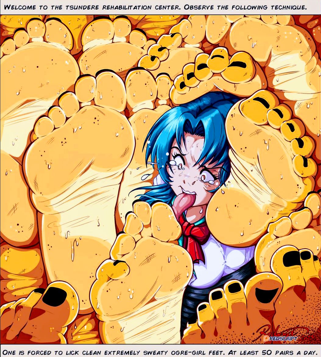 1futa 6+girls bigfeetfantasies blue_hair bondage feet feet_licking female foot_fetish foot_focus foot_worship forced monster_girl multiple_girls ogre ogre_female redscript77 smell smelly_feet sweaty_feet yellow_skin