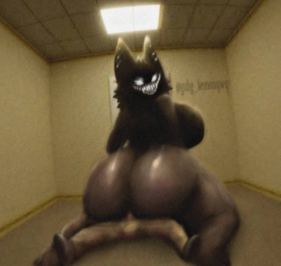 1boy, anthro, ass, big ass, big butt, breasts, colored, cowgirl position, creepy, creepypasta, female, femdom, furry, guhg kemon, huge ass, huge breasts, huge butt, human, karelia (acerattman), looking at viewer, looking back, male, male/female, monster, sex, straight, the backrooms, thicc