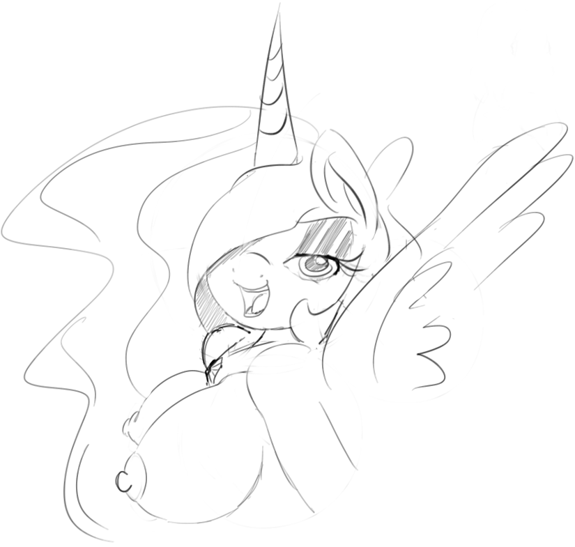 alicorn breasts equine female friendship_is_magic horn horse my_little_pony pony princess_celestia_(mlp) seii3 smile wings zev