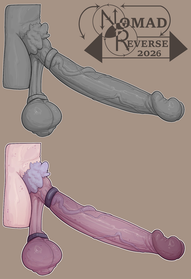 ball ring, balls, big penis, cock ring, color, colored, floating penis, greyscale, long penis, low hanging balls, monochrome, nomad reverse, penis, pubes, sagging balls, saggy balls, veins, veiny penis