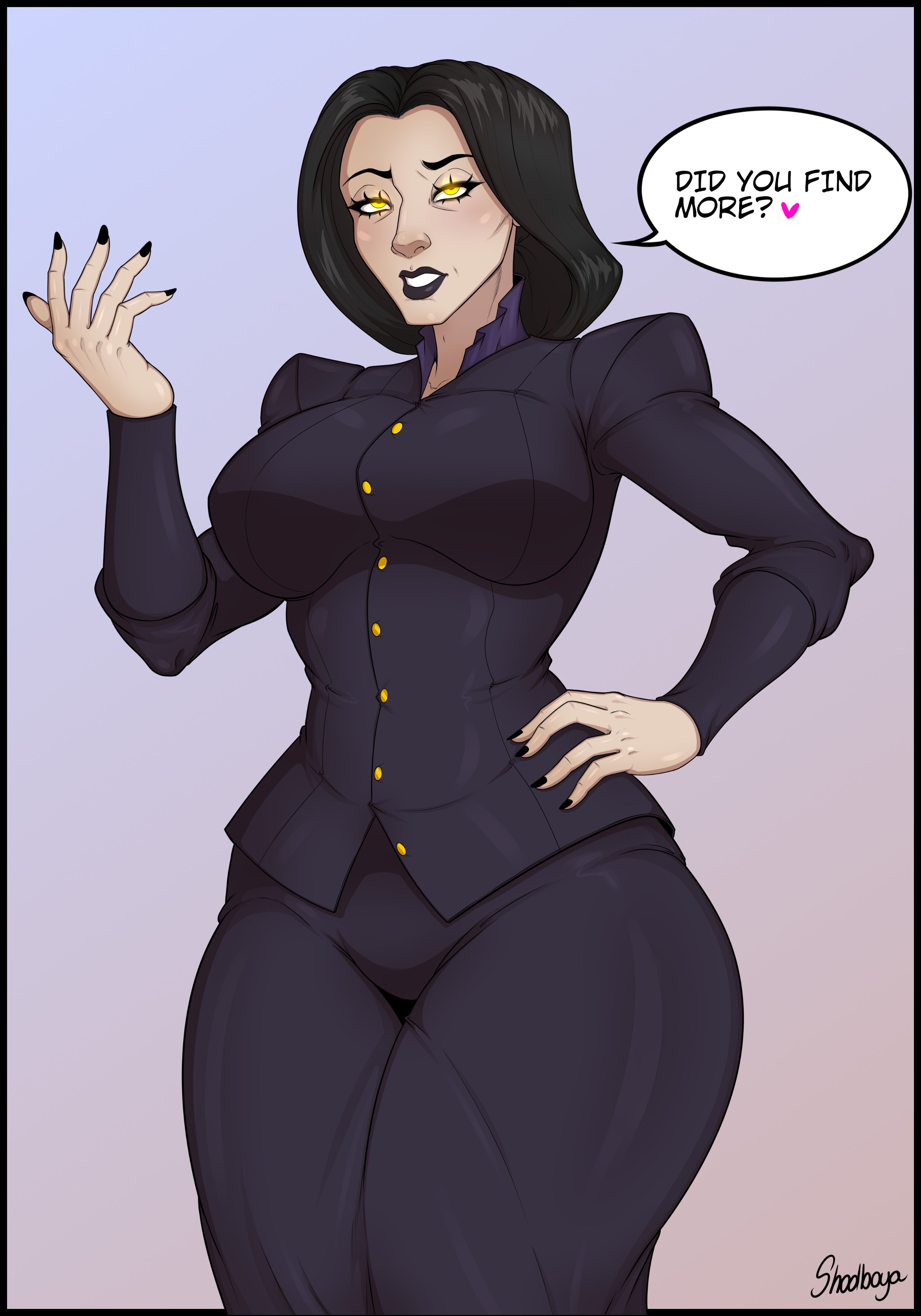 1girls, aged down, big breasts, breasts, breasts bigger than head, clothing, curvaceous, curvy, curvy female, curvy figure, dialogue, female, female only, glowing eyes, huge breasts, huge thighs, large breasts, massive thighs, milf, older female, pinup, shadboya, talking to viewer, team fortress 2, the administrator (team fortress 2), thick legs, thick thighs, thunder thighs, thunderthighs, tight clothing, tits bigger than head, wide hips, wide thighs