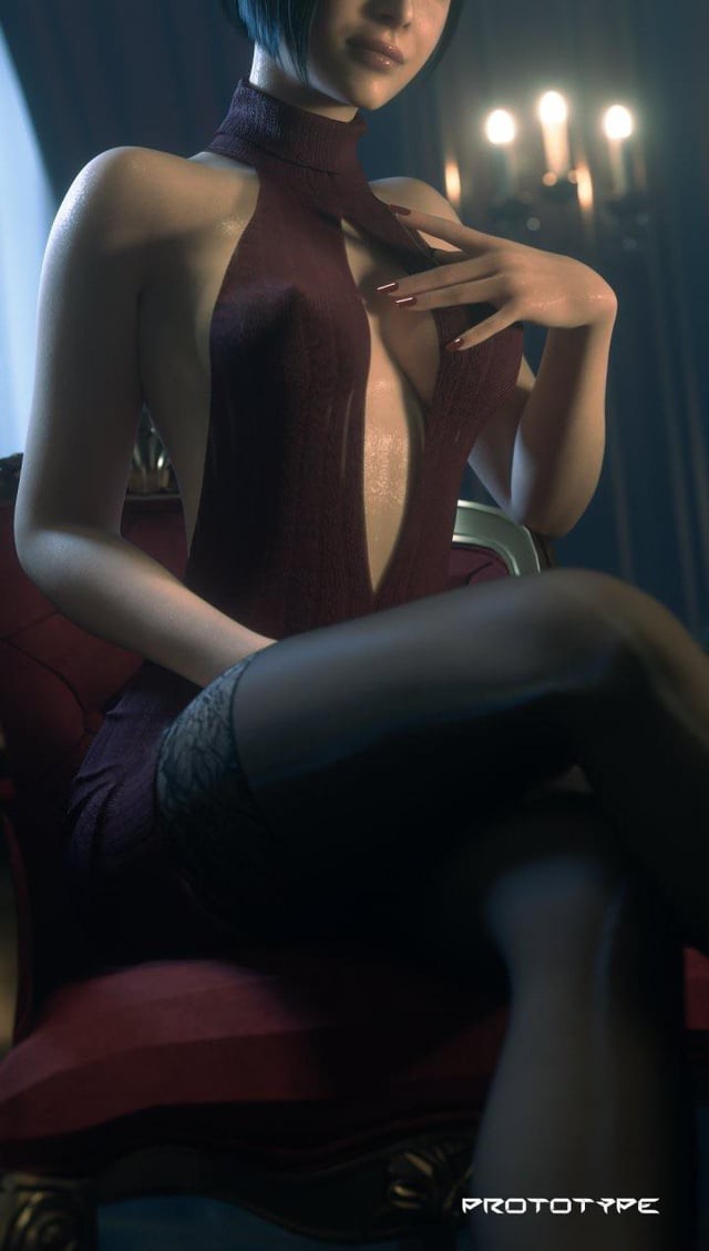 3d, 3d (artwork), 3d model, 3d render, ada wong, ada wong (adriana), asian, asian female, barely clothed, casual, cleavage, hard nipples, legs crossed, nipples bulge, nipples visible through clothing, prototype (artist), resident evil, resident evil 2, resident evil 2 remake, revealing, revealing clothes, revealing clothing, sideboob, skimpy, skimpy clothes, skimpy clothing, skinny, skinny female, stockings, sweater dress, thin, thin female, visible tits
