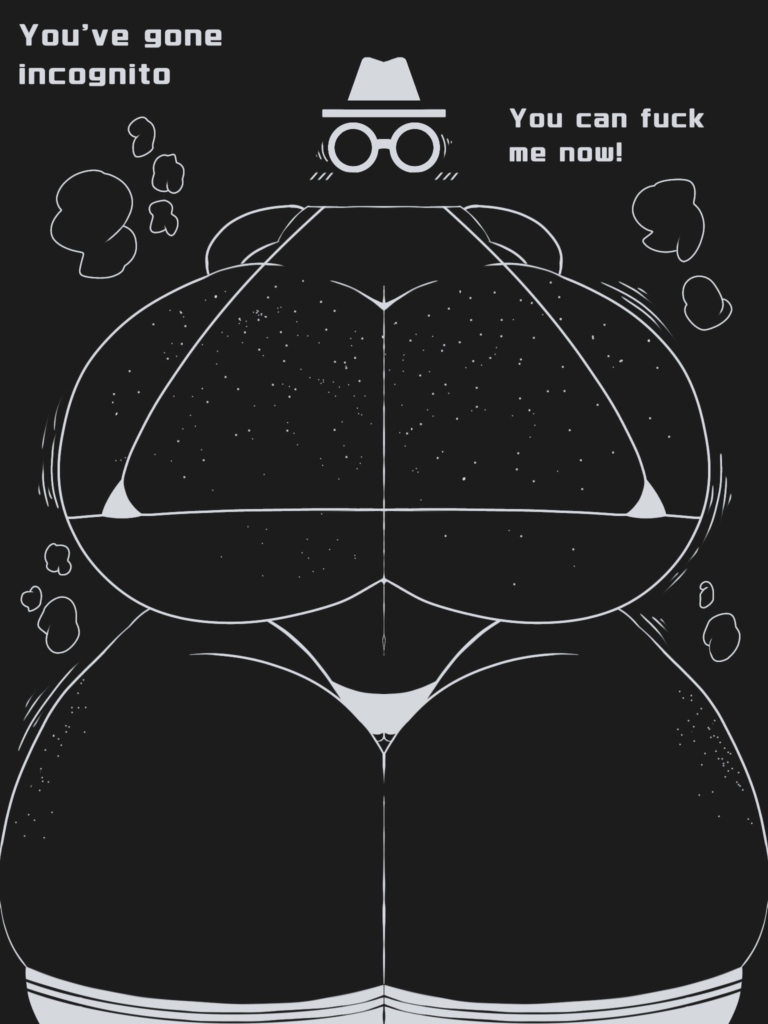 1girls, ass, big ass, big breasts, black background, blush, breasts, duochrome, english text, fedora, female, female only, floating head, freckles on breasts, freckles on thighs, glasses, google, google chrome, huge ass, huge breasts, huge thighs, hyper, hyper ass, hyper breasts, incognito mode, incognito-tan, micro bikini, naked, no head, nude, nude female, tagme, text, thick thighs, videogamedunky, white bikini
