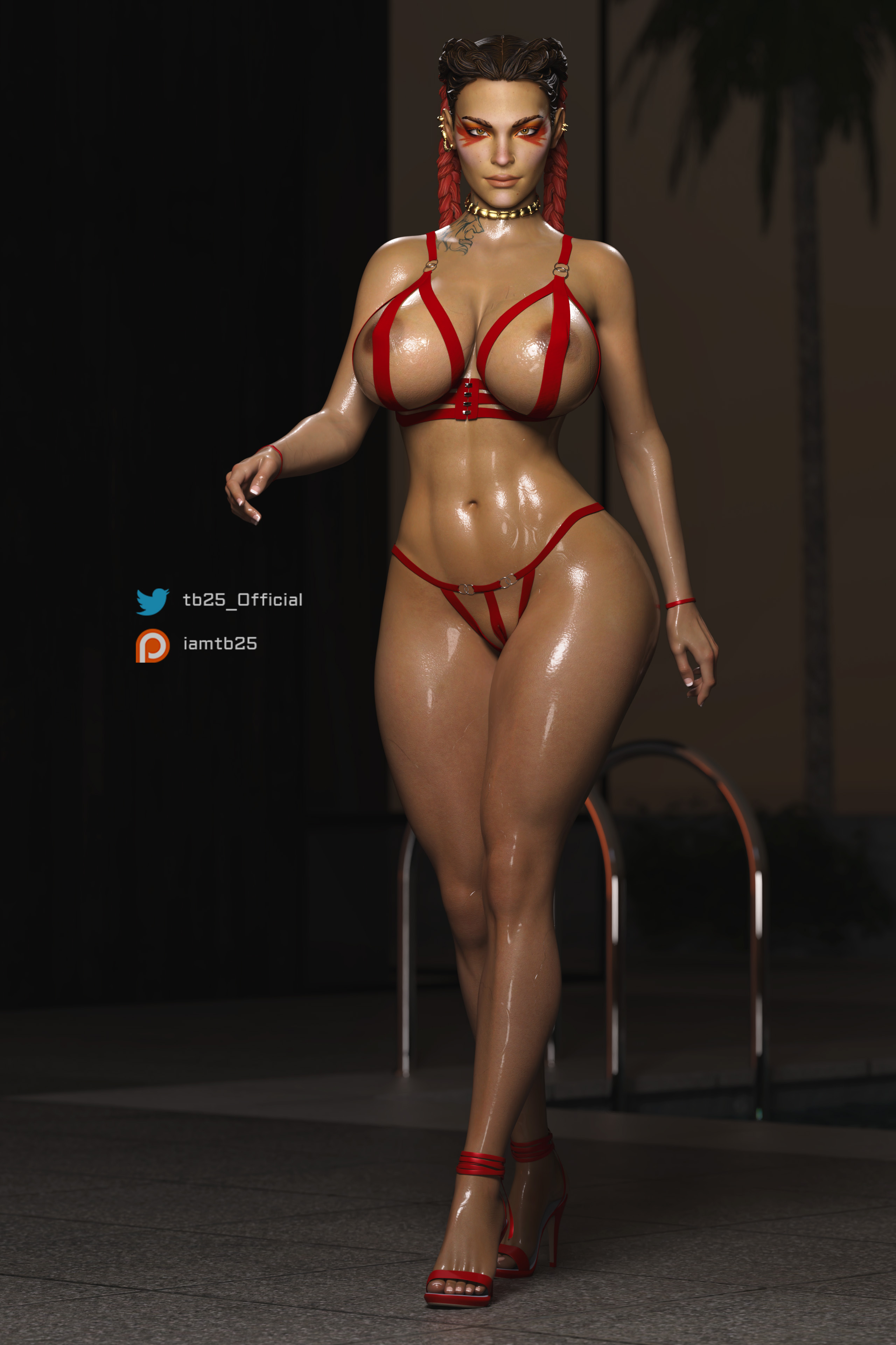1girls, 3d, apex legends, ass, big ass, big breasts, bikini, bracelets, braided hair, breasts, choker, dark skin, dark-skinned female, female, female only, high heels, loba (apex legends), patreon username, respawn entertainment, skimpy bikini, skimpy swimsuit, skimpy swimwear, solo female, swimsuit, tagme, tattoo, tb25, thick thighs, twitter username