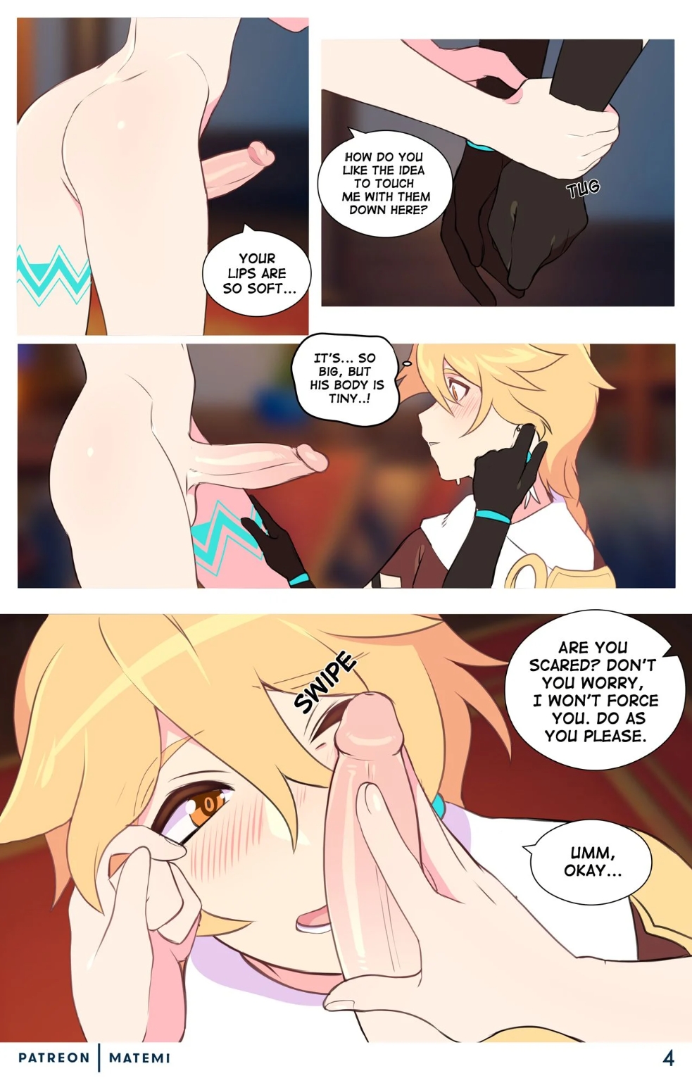 2femboys, aether (genshin impact), black hair, blonde hair, colored, comic, comic page, english text, femboy, femboy focus, femboy on femboy, femboy only, genshin impact, hoyoverse, male, male only, matemi, mihoyo, penis, penis on face, submissive male, twink, venti (genshin impact), yaoi