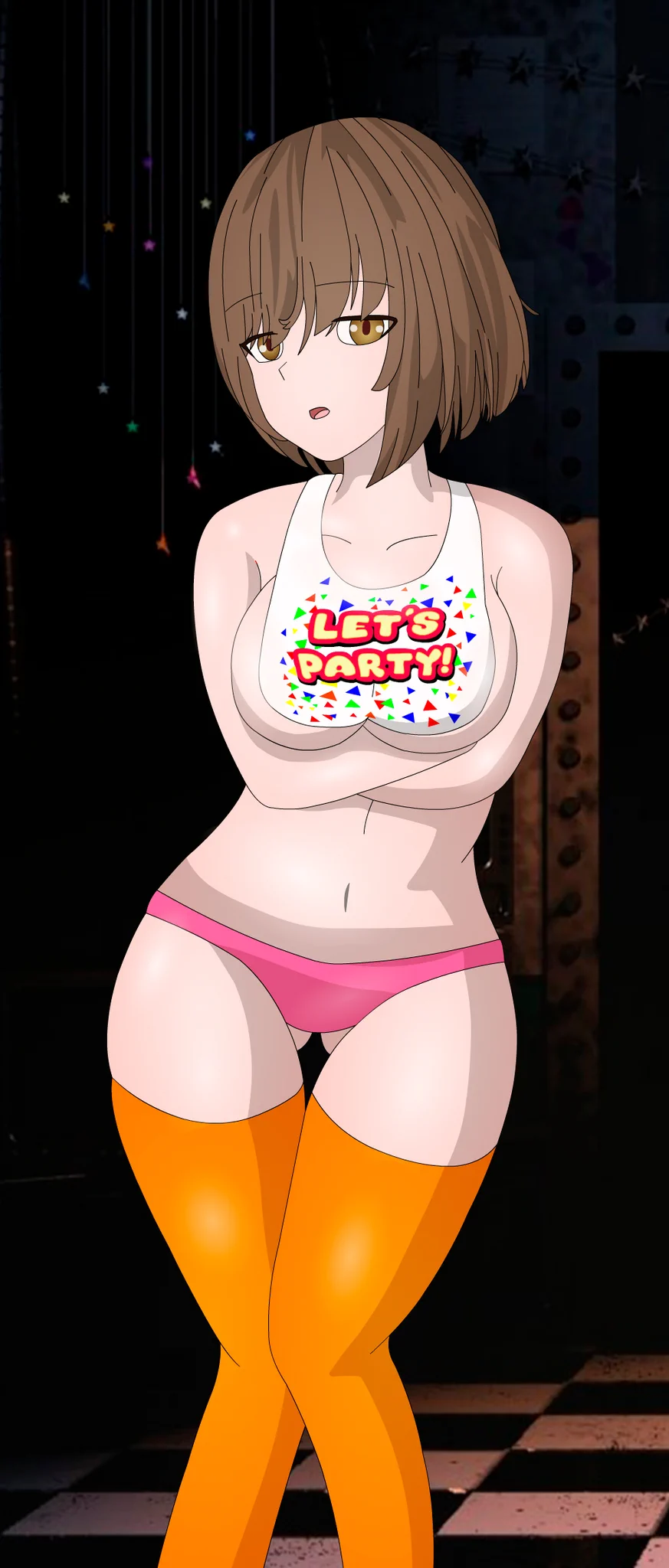 brown_hair five_nights_at_freddy's papitasvt toy_chica_(cosplay) virtual_youtuber vtuber