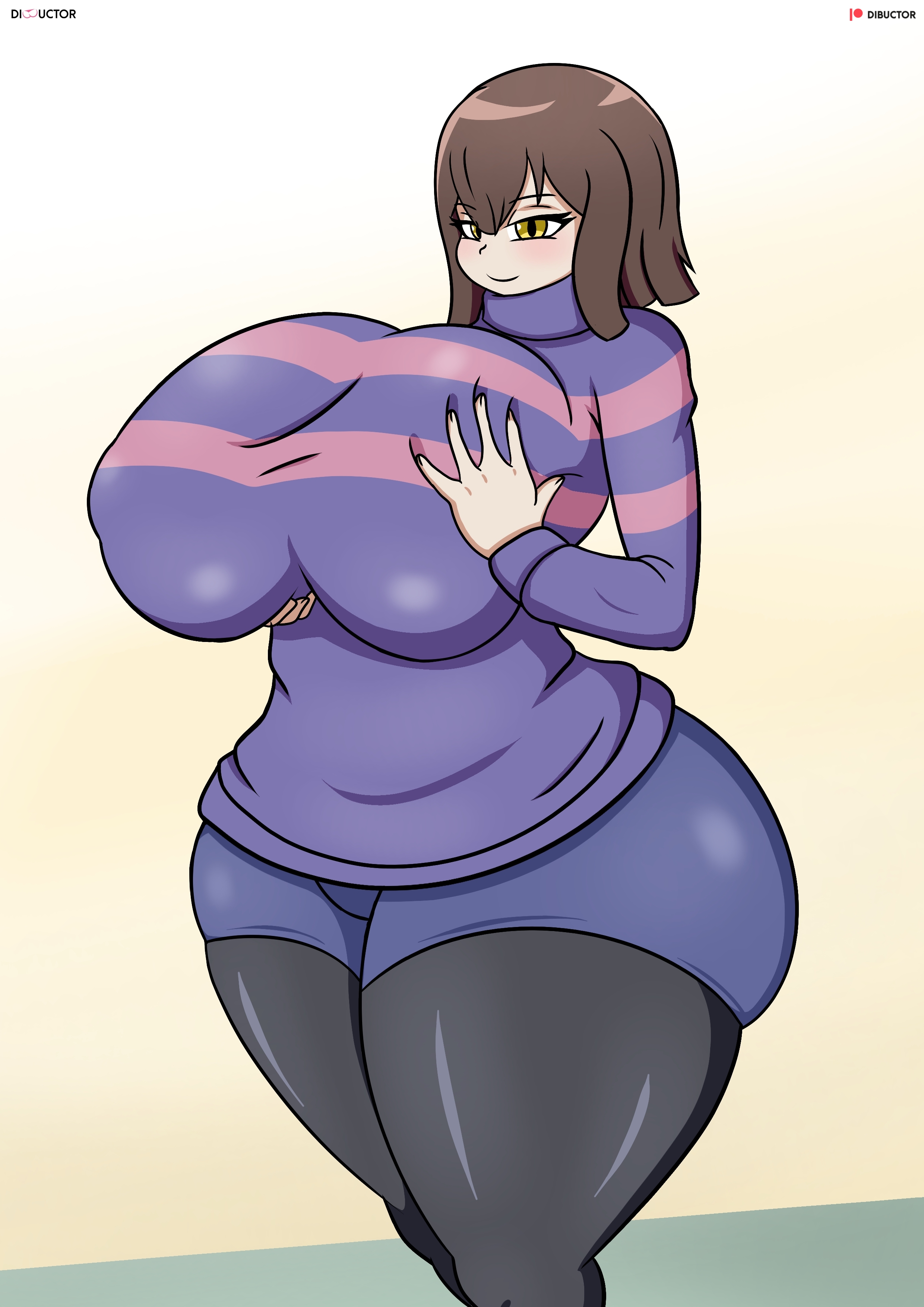 2d, 2d (artwork), 2d artwork, ass, big ass, big breasts, breasts, clothed, color, curvy, dibuctor, female, female frisk, female only, frisk, huge ass, huge breasts, tagme, undertale, undertale (series), voluptuous