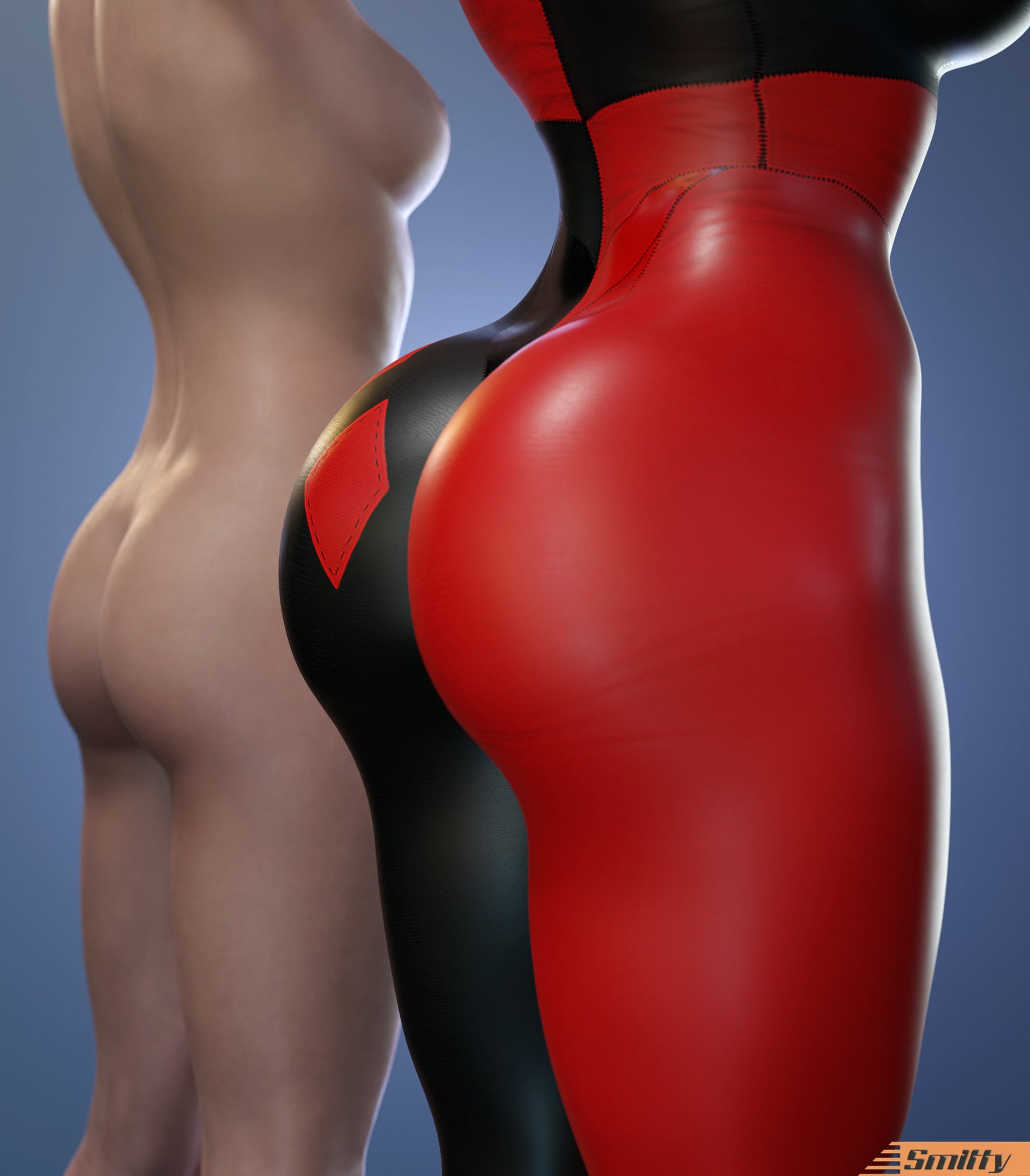 2girls, 3d, 3d (artwork), alternate version available, artist name, ass, ass focus, ass size difference, batman (series), batman: arkham knight, big ass, big breasts, bodysuit, breast size difference, breasts, busty, close-up, clothed female nude female, clown, clown girl, completely naked, completely nude, curvaceous, curvy, curvy figure, dc, dc comics, digital media (artwork), female, female only, harley quinn, harley quinn (classic), harley quinn (injustice), hips, huge ass, huge breasts, injustice 2, jester, jester cap, jester costume, jester girl, jester hat, jester outfit, large ass, large breasts, light skin, light-skinned female, medium breasts, multiple females, multiple girls, nude, nude female, smitty34, villain, villainess, voluptuous, voluptuous female