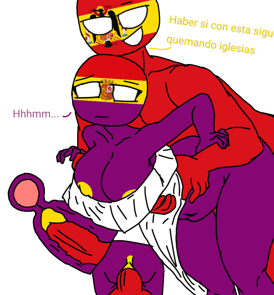 1boy 1girls bad_edit countryhumans countryhumans_girl elpepe francisco_franco francoist_spain_(countryhumans) fucked_from_behind hug lkaisersieg56_(artist) manuel_azana purple_body questionable_consent red_body spanish_flag spanish_republic_(countryhumans) spanish_state_(countryhumans) spanish_text traced vaginal_penetration x-ray