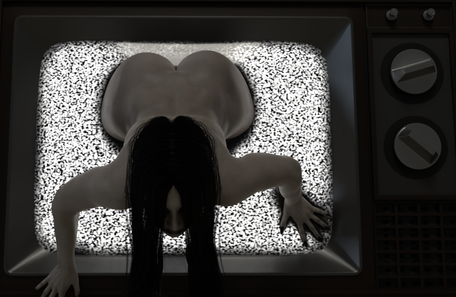1girls, 3d, asian, asian female, ass, ass focus, big ass, big breasts, big butt, breasts, bubble ass, bubble butt, completely nude, crawling, female, female focus, female only, ghost, ghost girl, mrlogicss, naked, naked female, nude, nude female, solo, solo female, solo focus, tagme, the ring, tv, tv screen, yamamura sadako