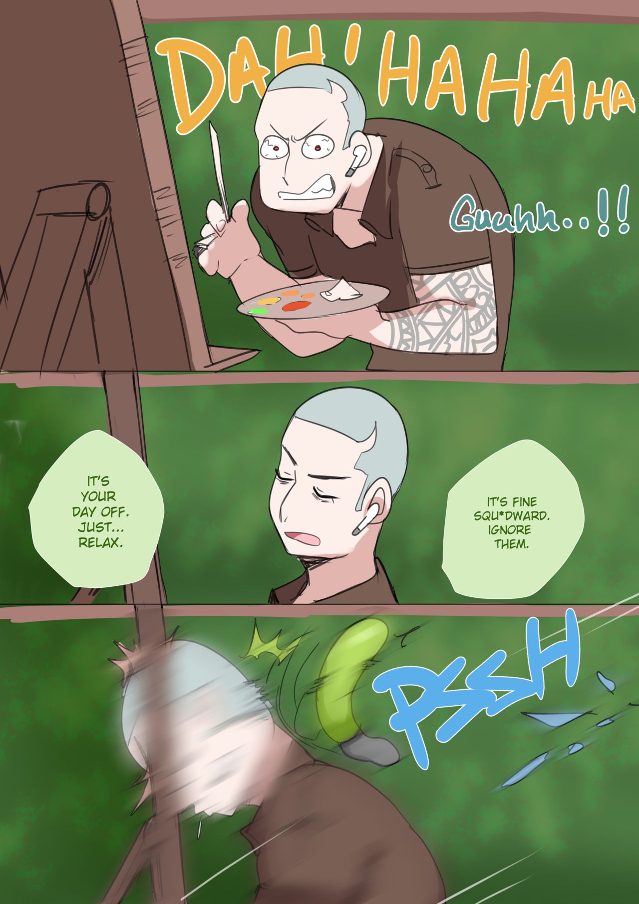 art, comic, dialogue, dildo, femboy, gay, lightsource, male, male only, painting, spongebob squarepants, squidward tentacles, tagme, yaoi