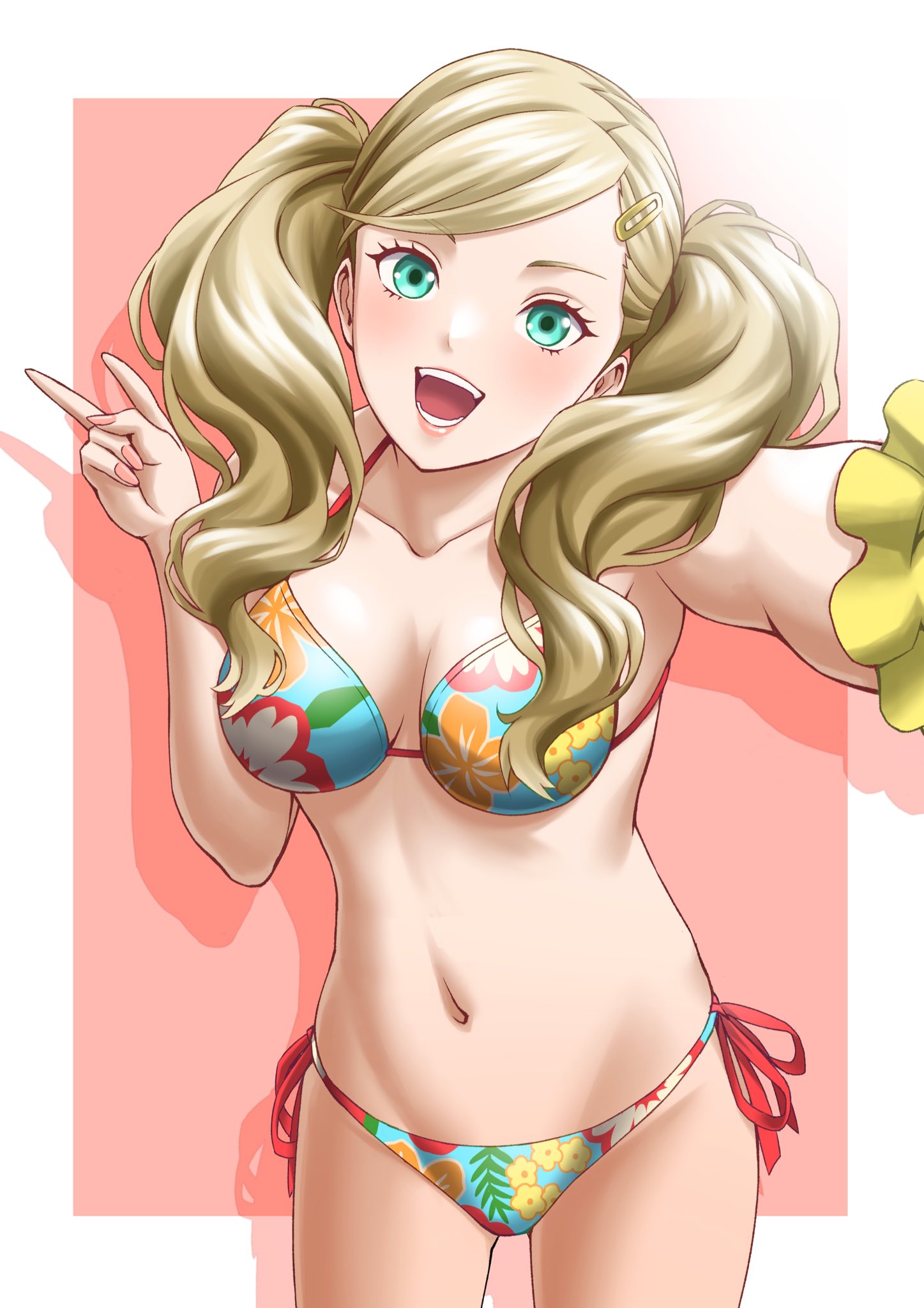 ann takamaki, atlus, bikini, breasts, female, female only, looking at viewer, masatoshi 1219, persona, persona 5, solo, swimsuit, tagme