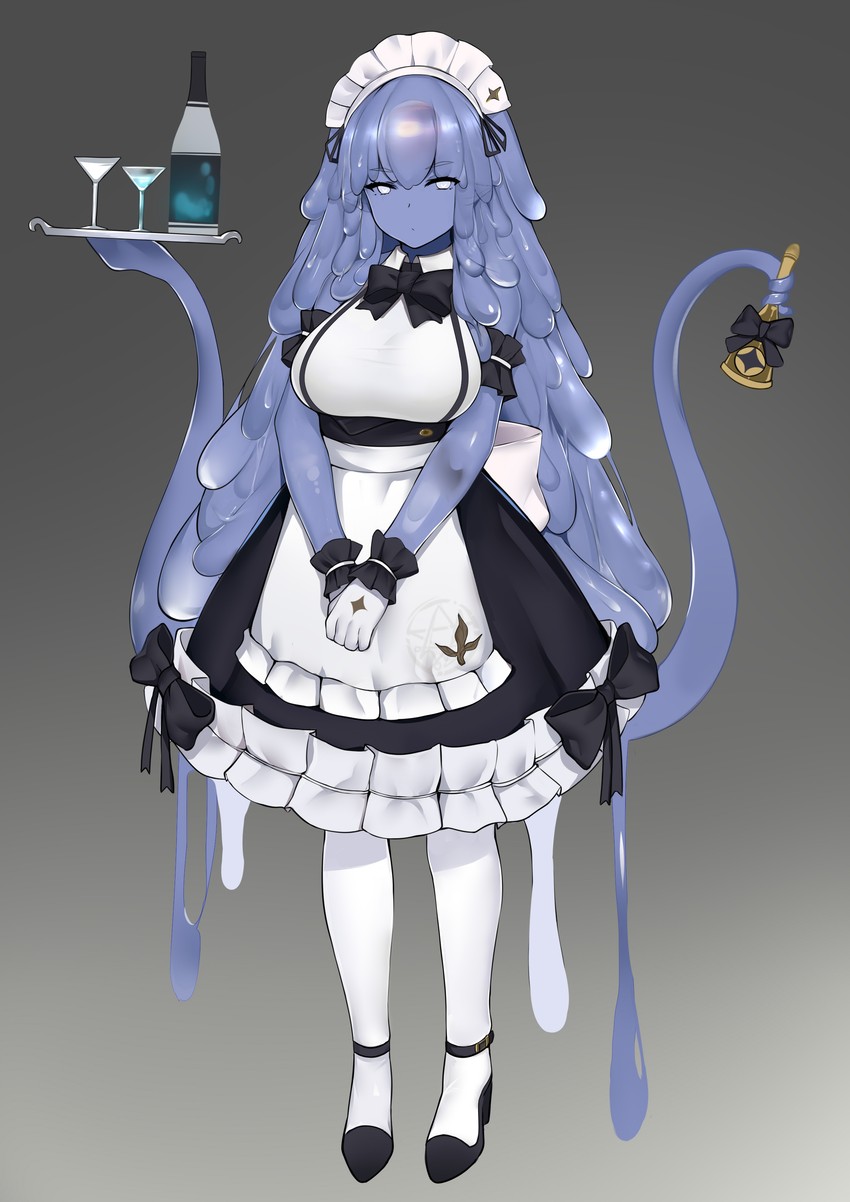 elbow_gloves gloves leotard maid maid_uniform monster_girl original panties slime_girl slm stockings white_gloves