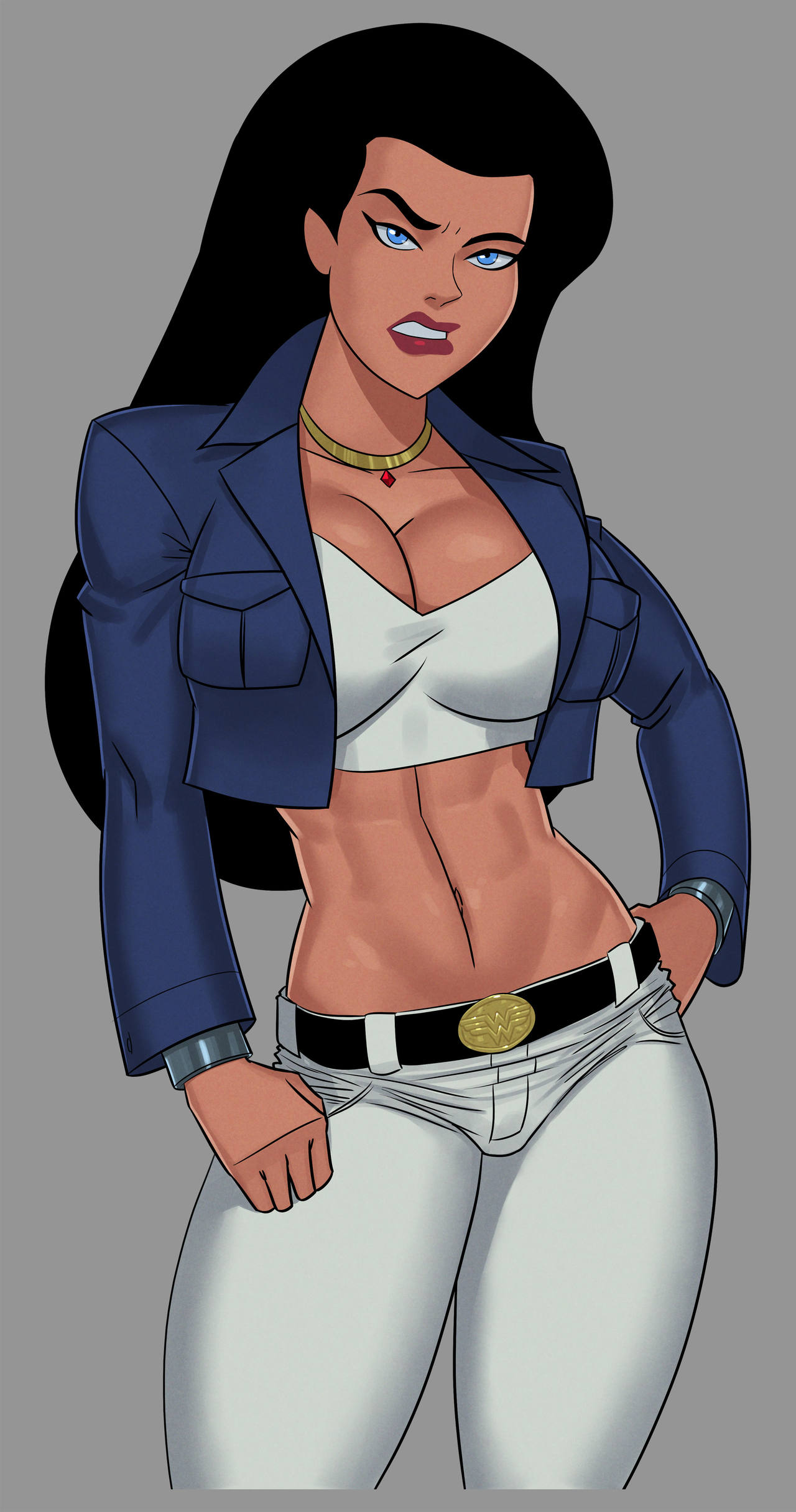 1girls amazon belt big_breasts blonde_hair blue_eyes bracelet dc dc_comics dcau diana_prince female female_only justice_league navel necklace pants silver_bracelet solo solo_female sunsetriders7 tagme wonder_woman wonder_woman_(series)