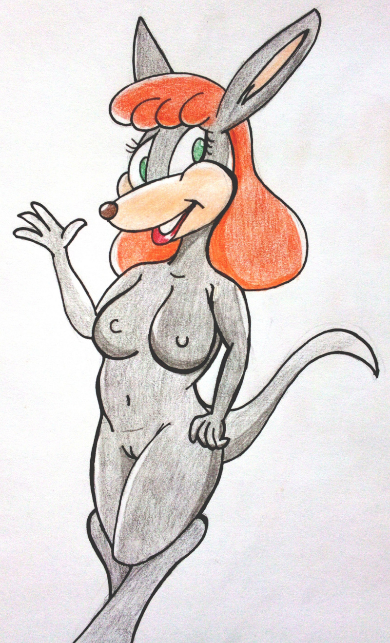 anthro breasts female female_only kangaroo matilda matilda_(ovide_and_the_gang) nude nude_female ovide_and_the_gang reddragonkan solo solo_female solo_focus traditional_media_(artwork)