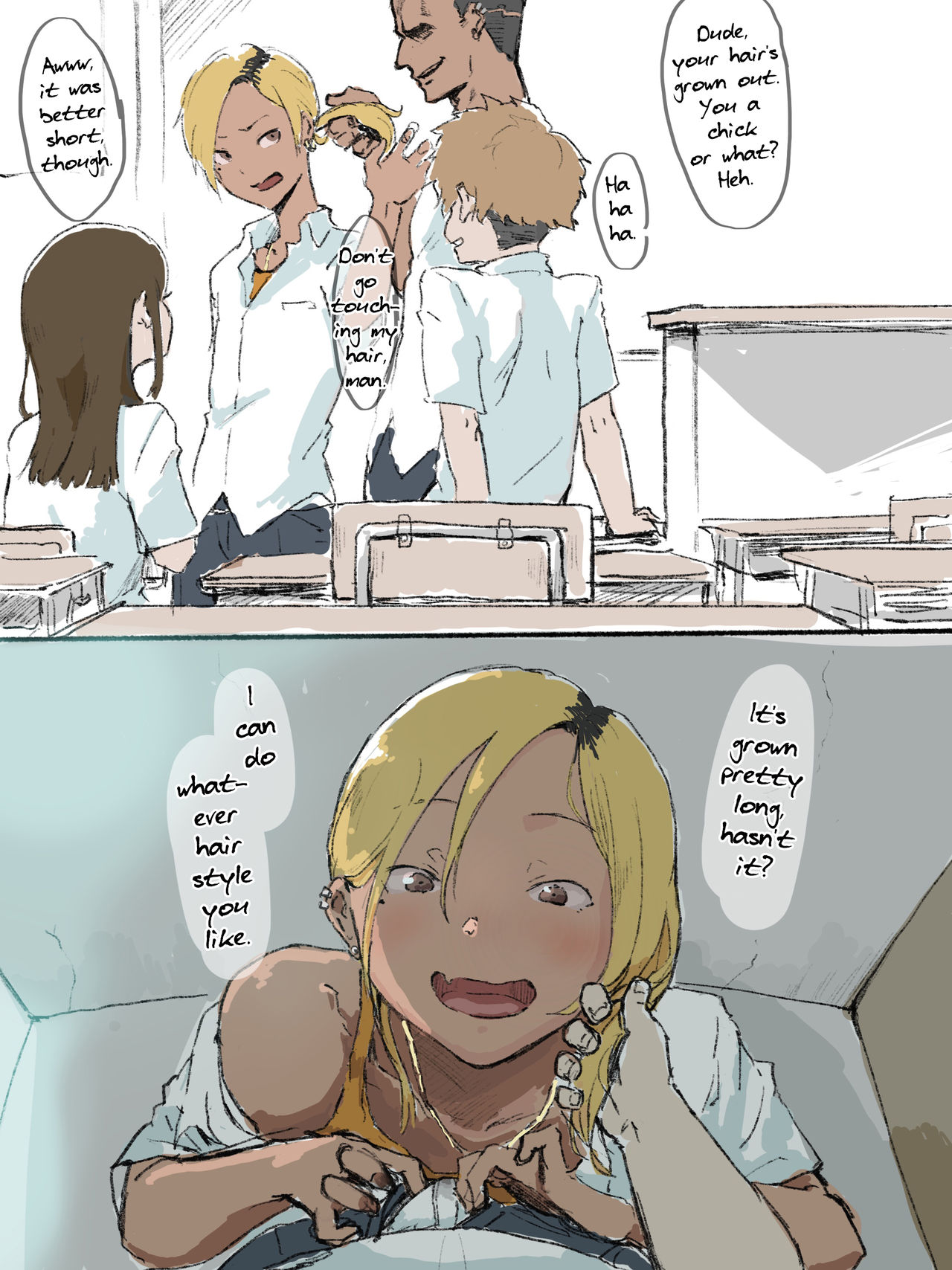 2boys, earrings, femboy, first person view, gay, gomabura, imminent sex, implied sex, implied yaoi, looking at viewer, male, playboy-chan (gomabura), pov, pov eye contact, toilet, trap, yaoi