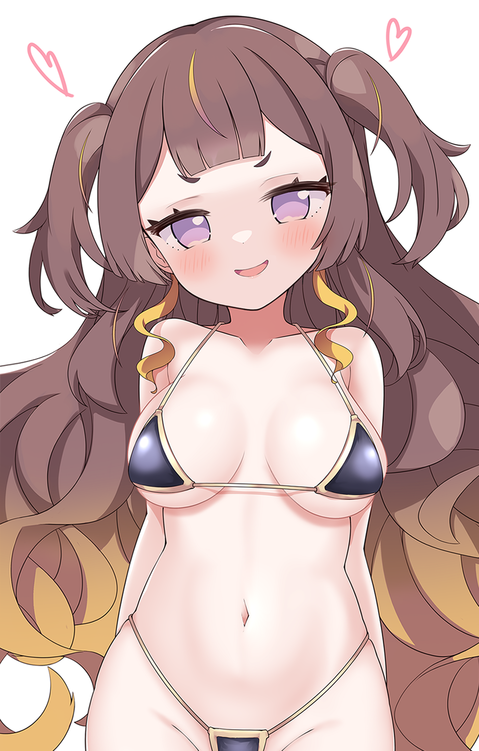 1girls anya_melfissa blush cute female_only head_tilt heart hololive hololive_indonesia hololive_indonesia_holoro medium_breasts micro_bikini smile smug virtual_youtuber