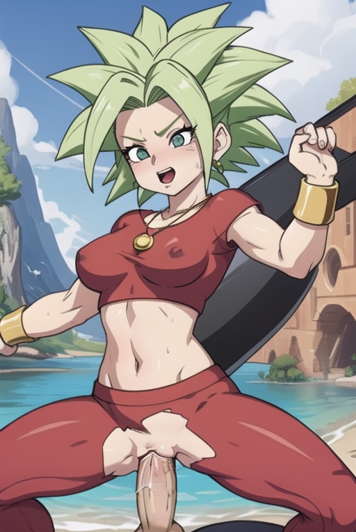 1girls ai_generated blue_eyes bracelet crop_top dragon_ball_fighterz dragon_ball_super female_focus green_hair jewelry kefla legendary_super_saiyan looking_at_viewer necklace nipples_visible_through_clothing on_top open_mouth pixai riding ripped_clothing spiky_hair super_saiyan super_saiyan_2 uncensored vaginal_penetration vaginal_sex wekilled_god yoga_pants