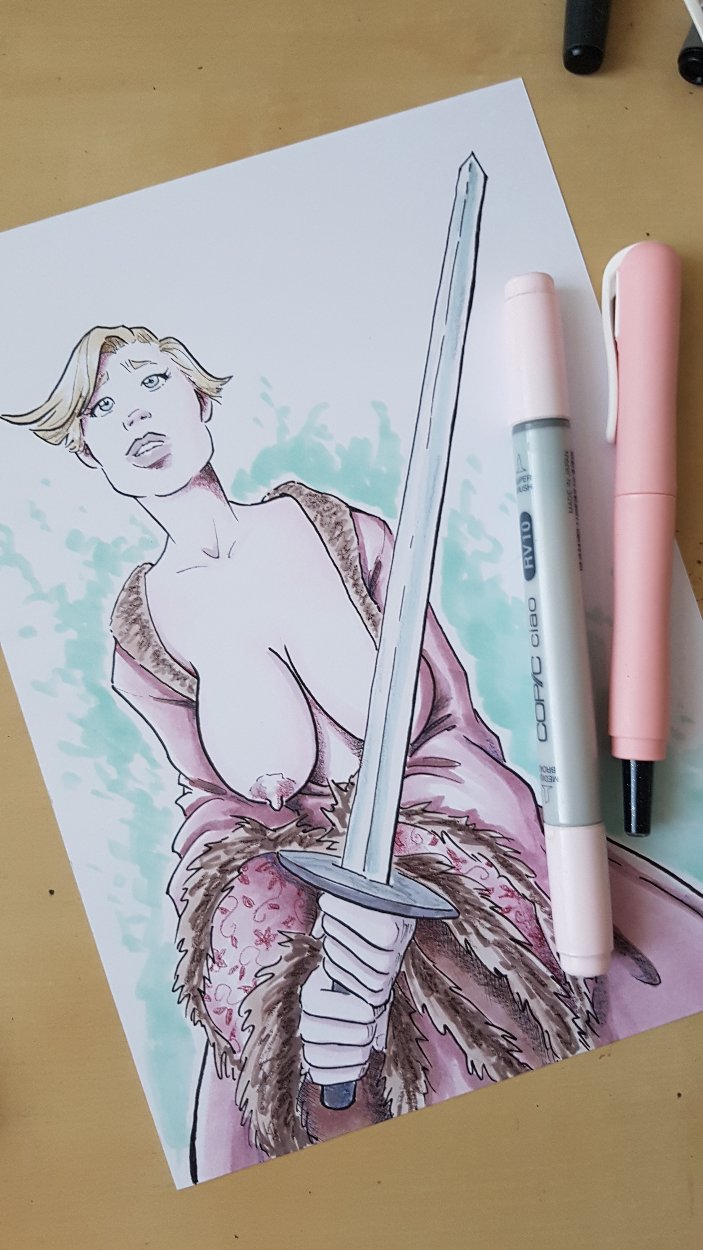 a_song_of_ice_and_fire breasts breasts_out brienne_of_tarth dress game_of_thrones sarah_con_hache sword