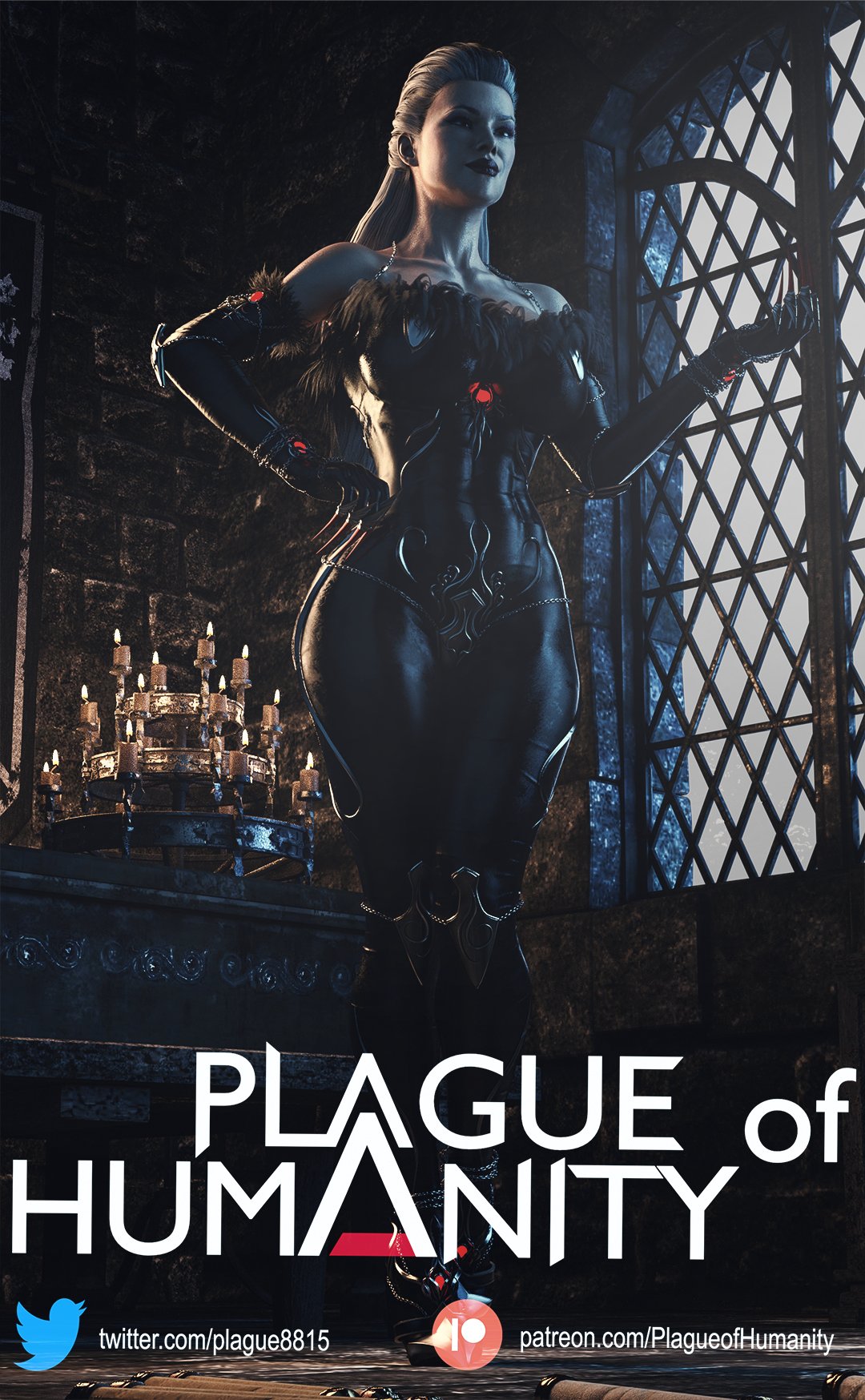 1girls, 3d, 3d (artwork), breasts, clothing, english text, female, female only, fully clothed, hips, large breasts, mortal kombat, mortal kombat 11, plague of humanity (artist), sindel, solo, text, thick thighs, thighs, white hair, wide hips