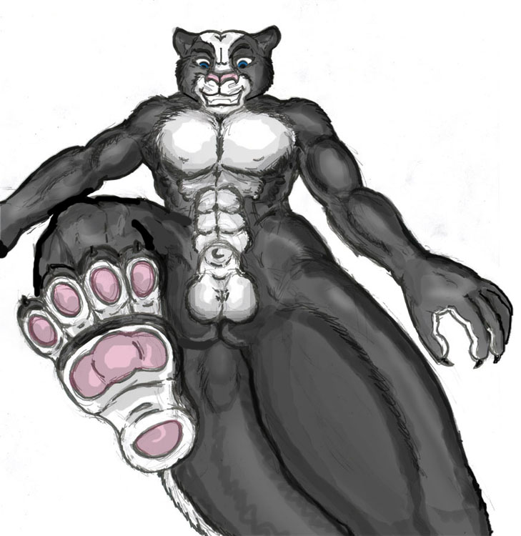 anthro feline furry macro male male_only no_humans noxx panther skunk solo stomping theskunkcat