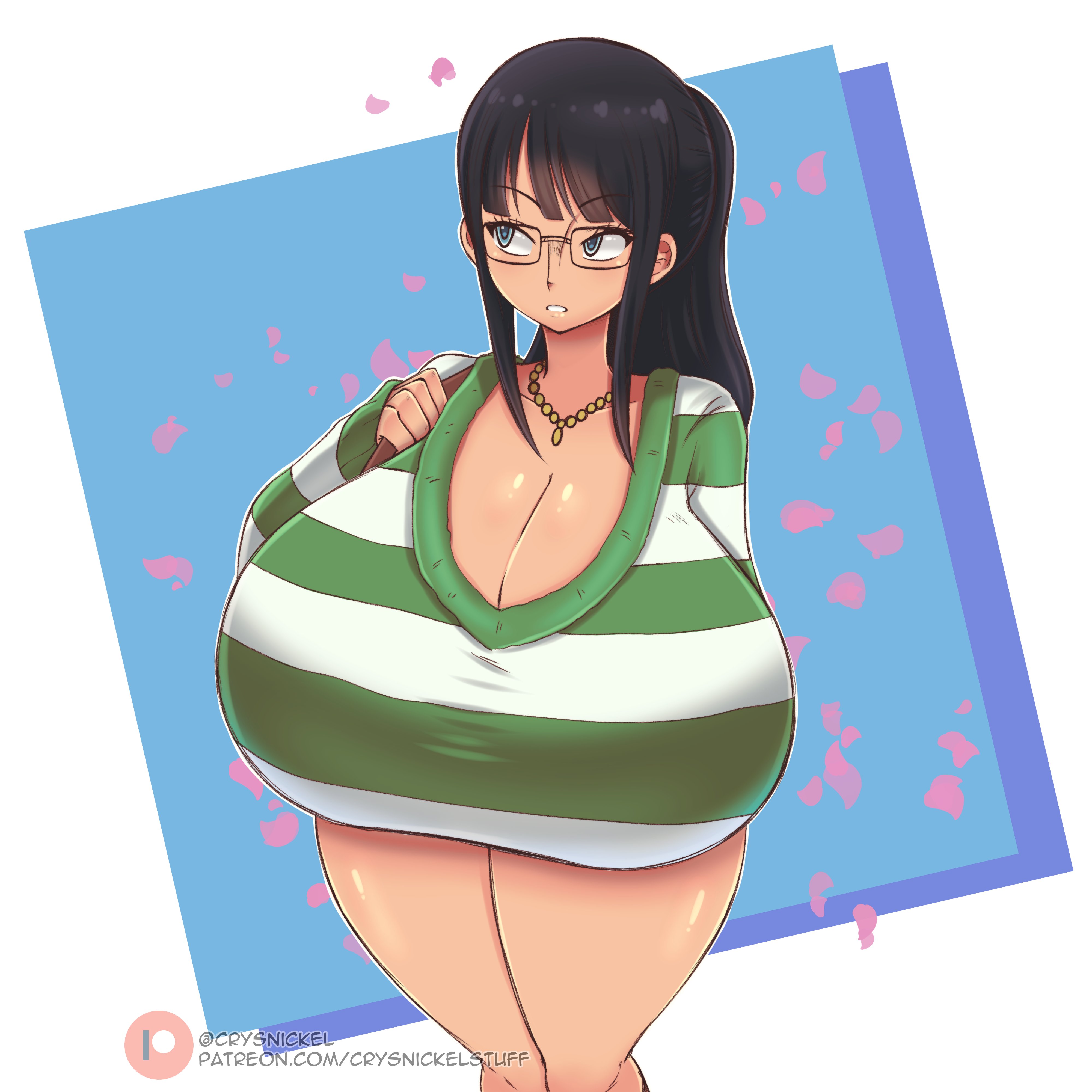 big breasts, black hair, breasts, cleavage, crysnickel, enormous breasts, female, female only, giant breasts, gigantic breasts, glasses, huge breasts, hyper breasts, large breasts, nico robin, one piece, one piece film strong world, pre-timeskip, shounen jump