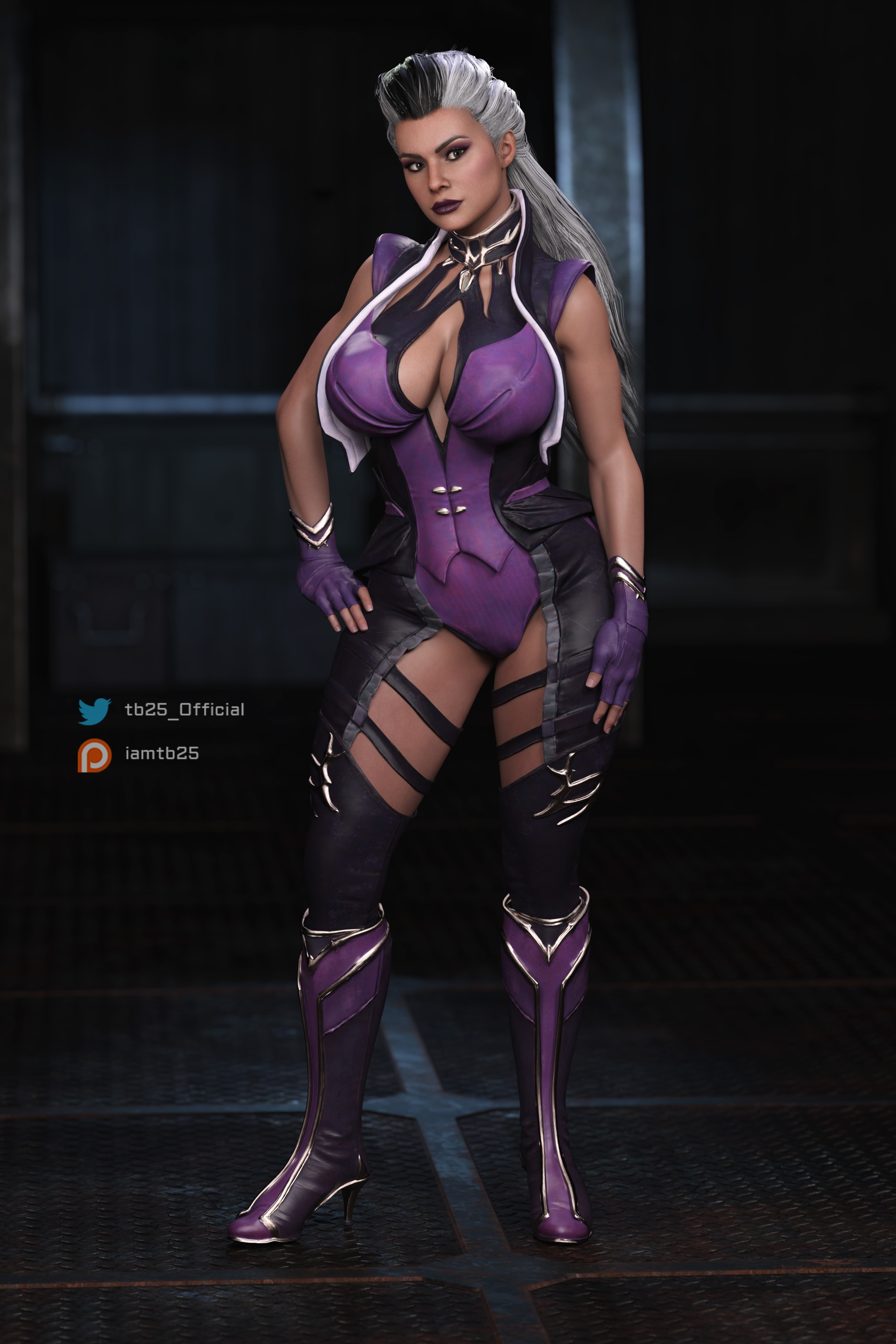 1girls, 3d, ass, big ass, big breasts, breasts, female, female only, fully clothed, high heel boots, high heels, large breasts, mature, milf, mortal kombat, mortal kombat 11, patreon username, sindel, solo, tb25, thick thighs, twitter username, two-tone hair
