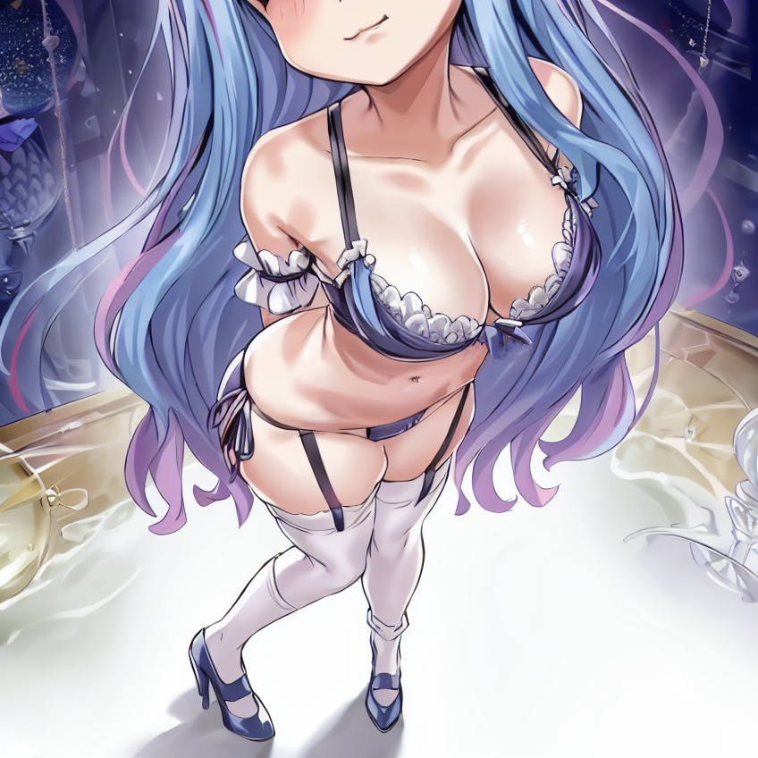 1girls ai_generated clothes_pull duel_monster lingerie witchcrafter_madame_verre yu-gi-oh!