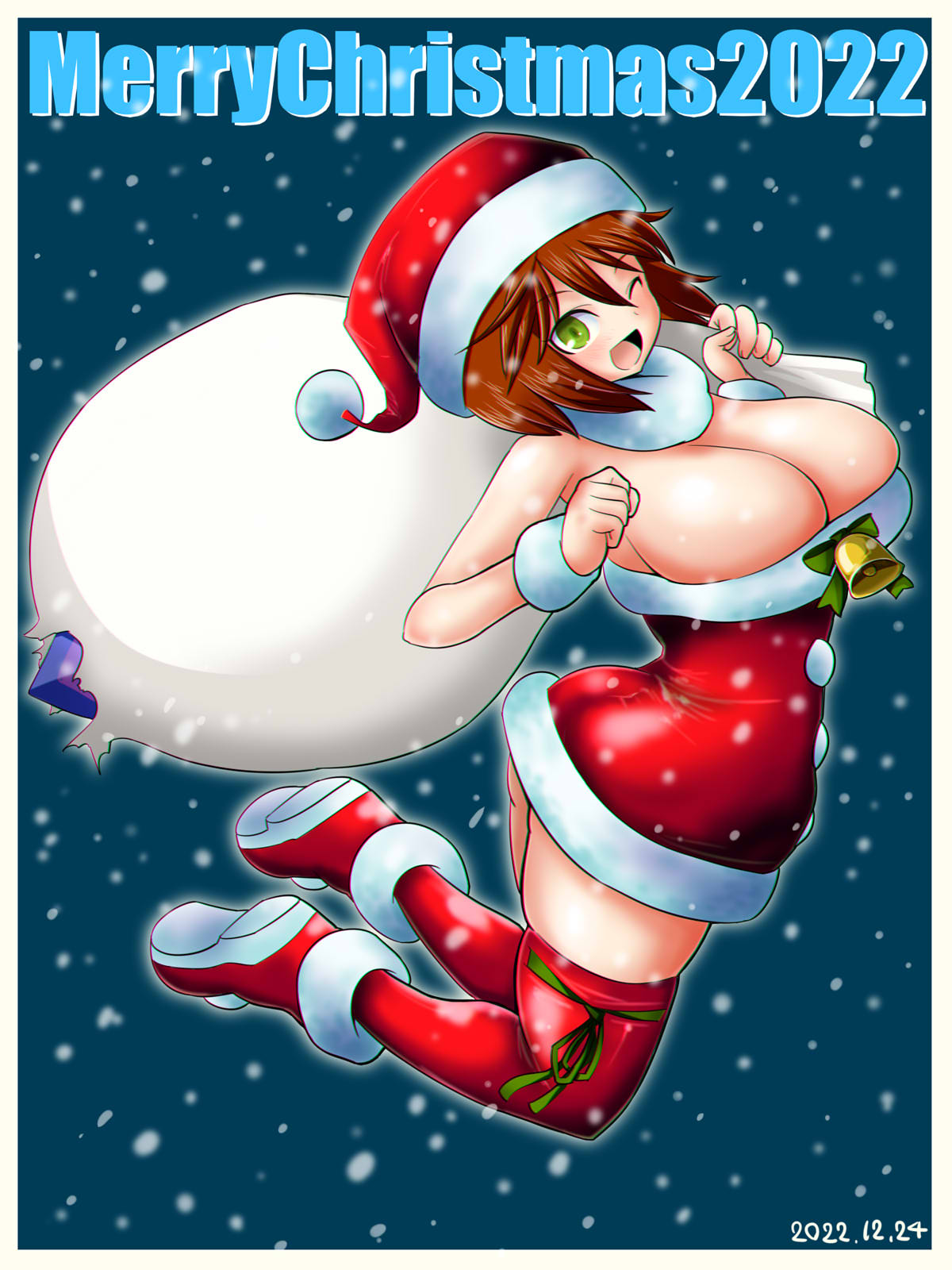 1girls christmas_headwear christmas_outfit cleavage female huge_breasts itini-sanshi rozen_maiden solo souseiseki