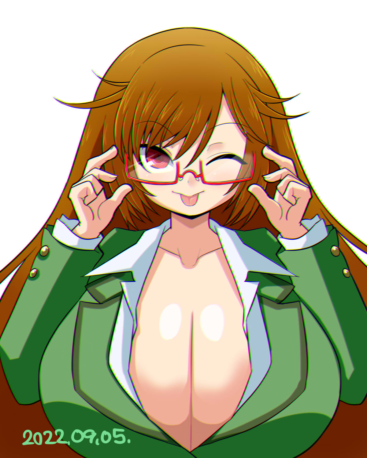 1girls cleavage glasses huge_breasts itini-sanshi office_lady rozen_maiden suiseiseki