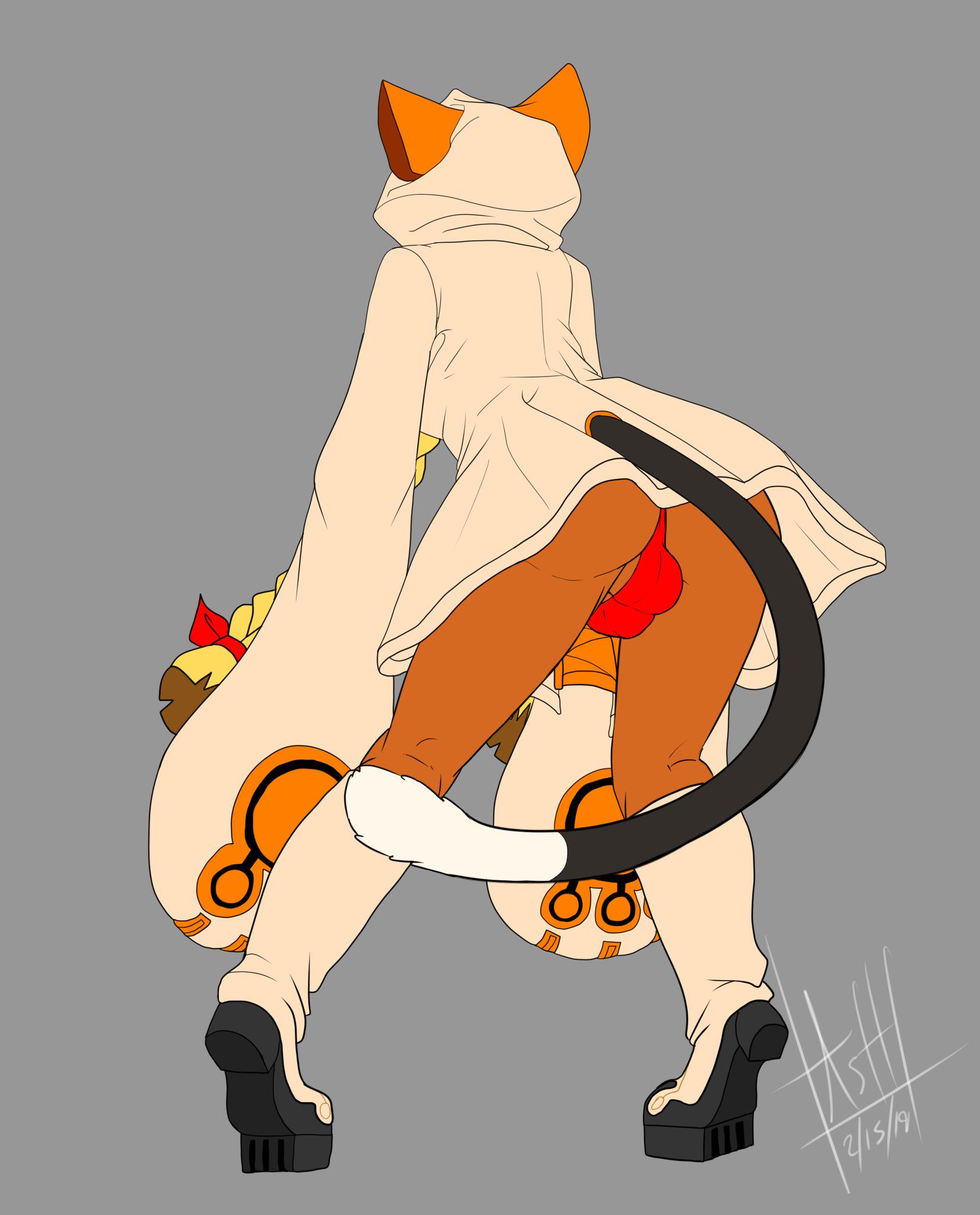 1futa, animal humanoid, anthro, ass, ass focus, balls, balls bulge, balls in panties, balls under clothes, blazblue, bulge, bulge through clothing, cat humanoid, clothing, faceless, faceless character, faceless futa, felid, felid humanoid, feline, feline humanoid, fur, futanari, hair, hi res, humanoid, intersex, kaka (blazblue), mammal, mammal humanoid, mashapotato, panties, panty bulge, taokaka, underwear, video games