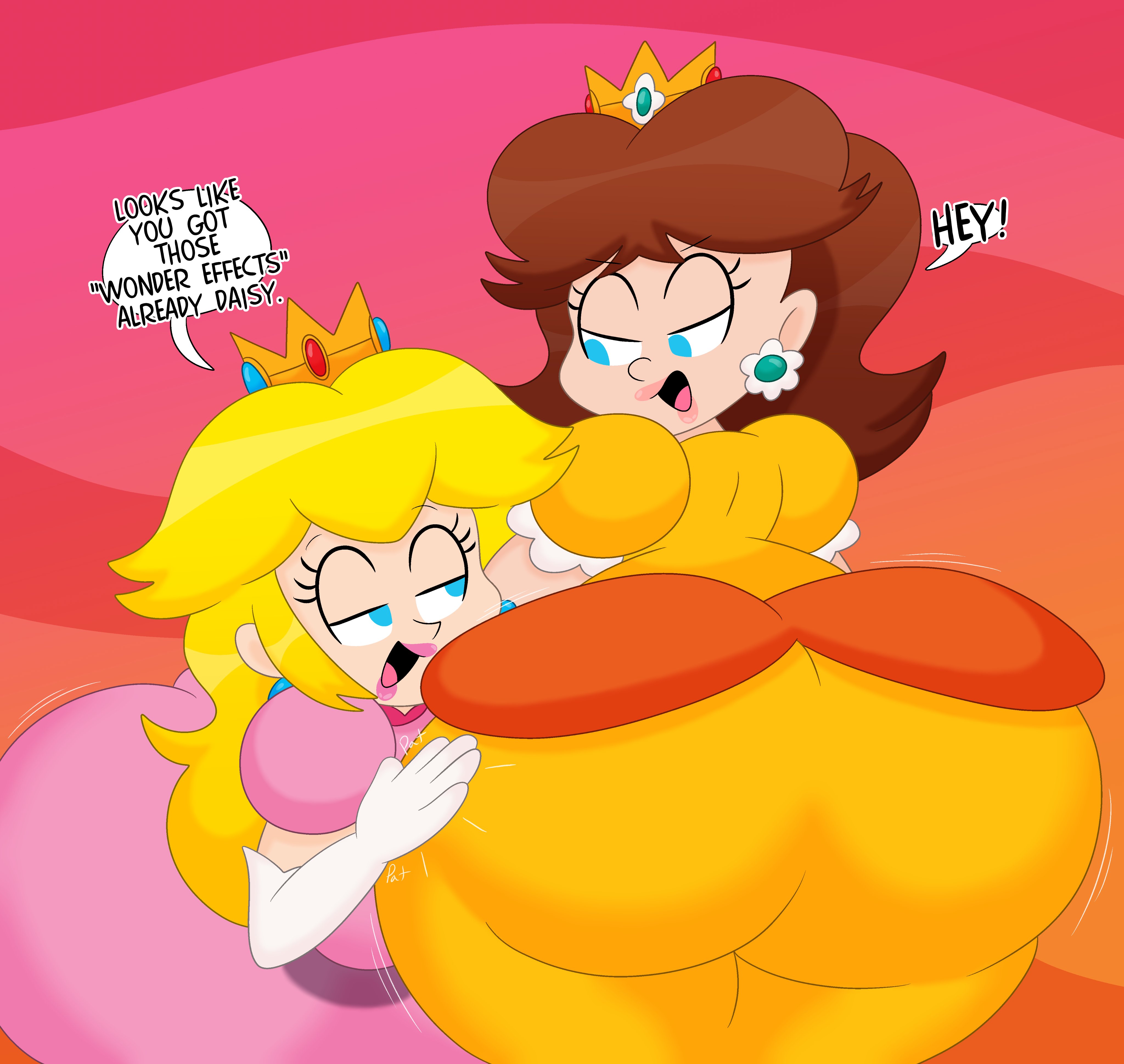 2girls, 3barts, ass, big ass, big butt, bubble ass, bubble butt, fat ass, fat butt, female, huge ass, huge butt, jpeg, mario (series), multiple females, multiple girls, nintendo, princess daisy, princess peach, thick ass, thick butt, yuri