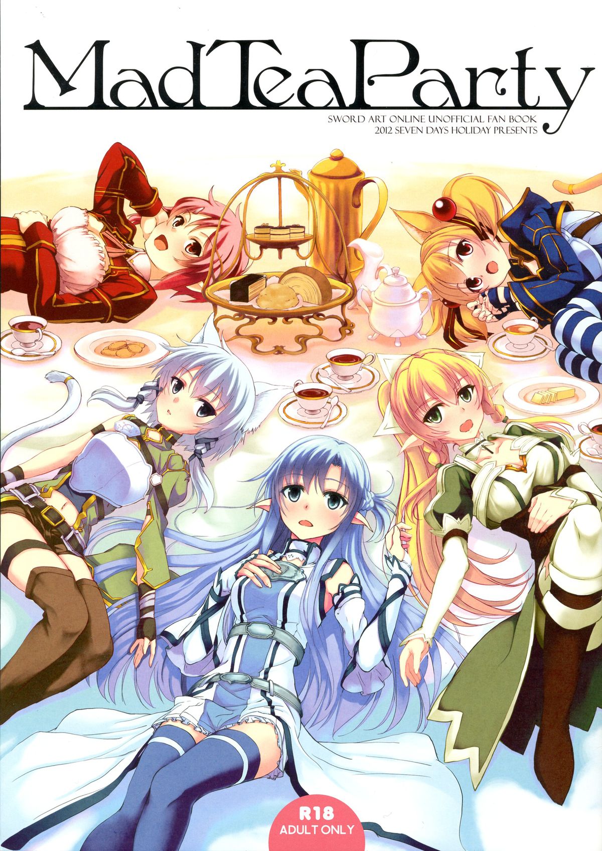 5girls animal_ears blue_hair comic comic_page leafa lisbeth lying_on_back medium_breasts silica sinon sword_art_online uncensored