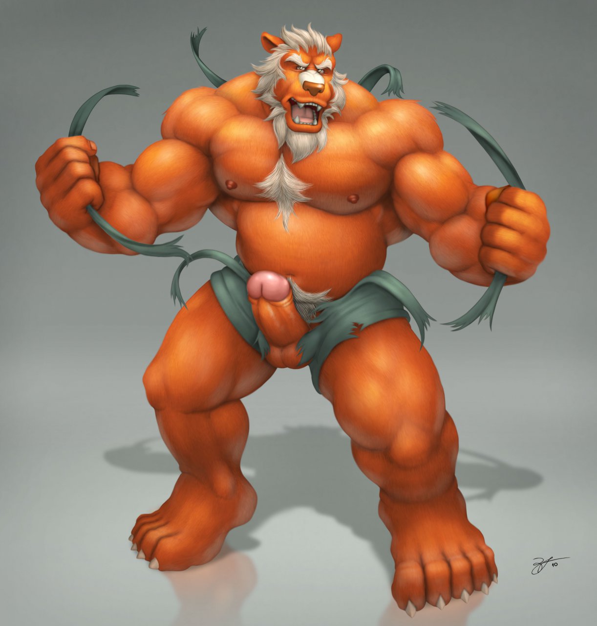 2013 3d anthro balls bear biceps big_muscles braford chubby clothing erection facial_hair flexing fur looking_at_viewer male male_only muscles nipples nude open_mouth pecs penis ripped solo standing werebear white_fur zeid