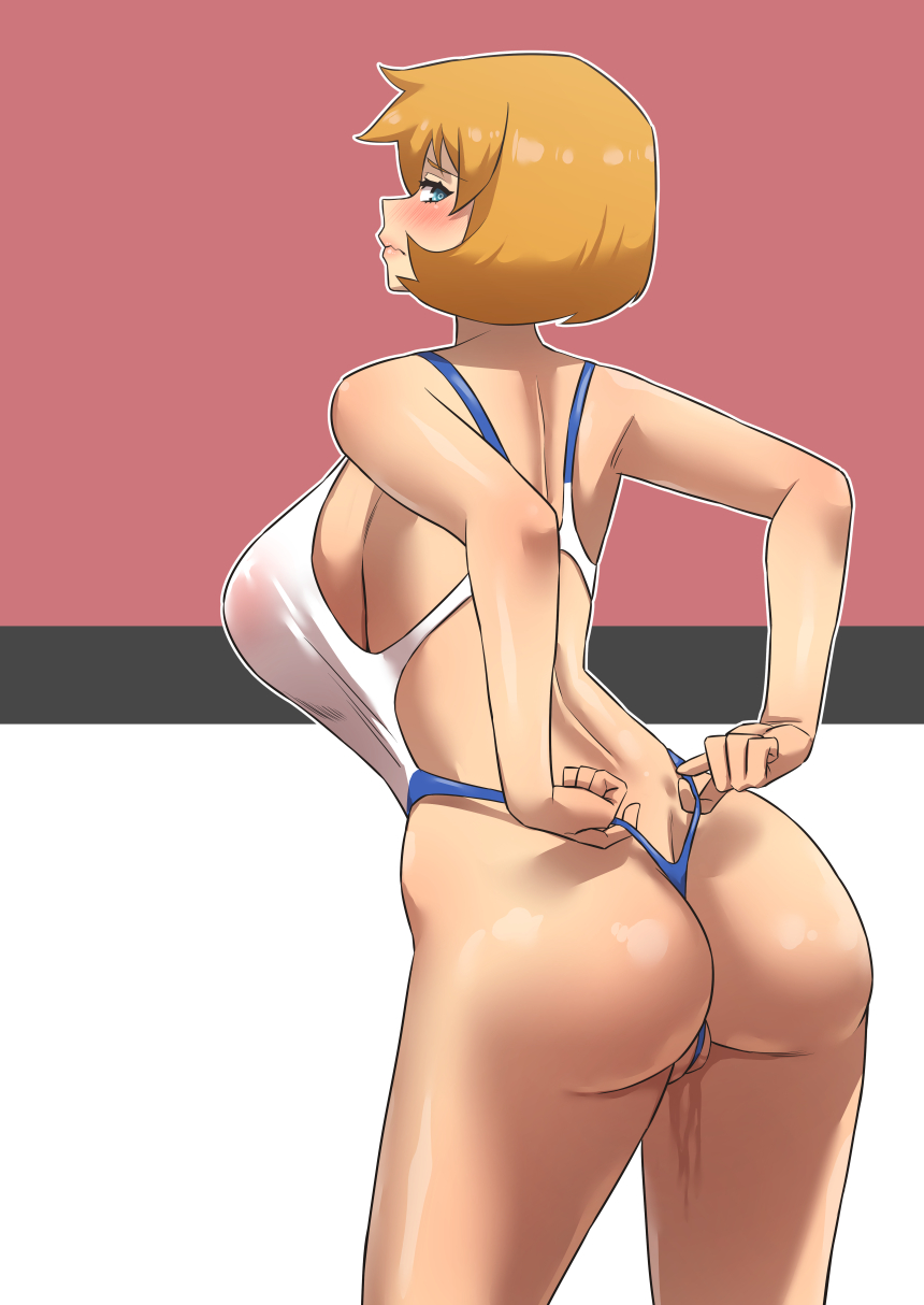 akai_melon ass back blush breasts clothing competition_swimsuit cowboy_shot embarrassed eyelashes female female_focus game_freak gem gen_1_pokemon gradient green_eyes gym_leader hair_between_eyes high_resolution holding huge_ass huge_breasts human jpeg kasumi_(pokemon) large_ass large_breasts legs looking_at_viewer looking_back misty_(pokemon_hgss) nintendo one-piece_swimsuit orange_hair pokemon pokemon_(game) pokemon_character pokemon_gsc pokemon_hgss pokemon_species short_hair simple_background solo standing swimsuit tank_suit thick_thighs thighs vagina vaginal_juices white_one-piece_swimsuit white_swimsuit