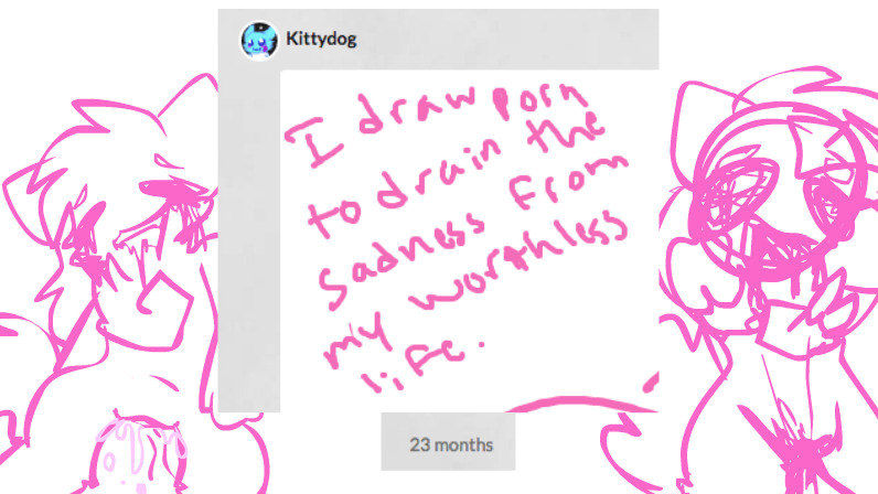 crystal_(kittydogcrystal) doodle furry furry_only kittydog_(species) kittydogcrystal pink_line_art writing