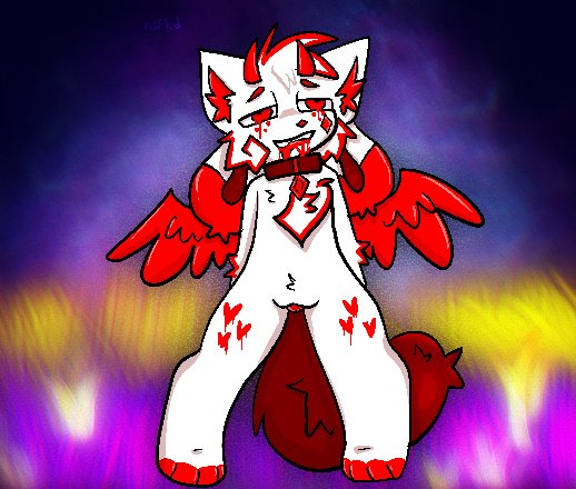 6_(kittydogcrystal) furry furry_only kittydog_(species) kittydogcrystal red_wings white_fur wings