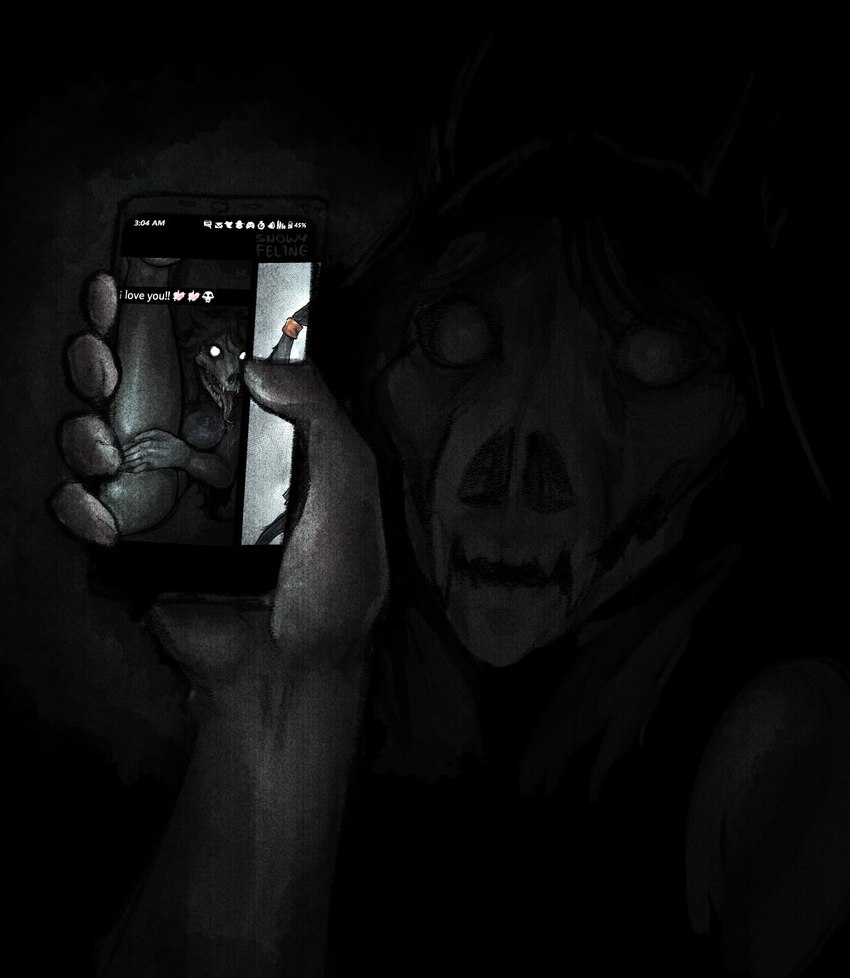 canine, canine humanoid, female, horror, mal0, malo, monster girl, nightmare waifu, phone, scp foundation, scp-1471, scp-1471-a, skull head, snowyfeline, tagme