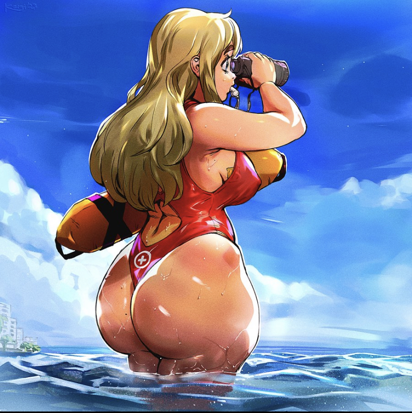 1girls bathing_suit big_breasts big_butt blonde_female blonde_hair bubble_butt butt chubby fat_ass female female_only huge_butt k-on! keigi_(artist) large_butt long_hair ocean solo solo_female thick thick_ass thick_thighs tsumugi_kotobuki_(k-on!)