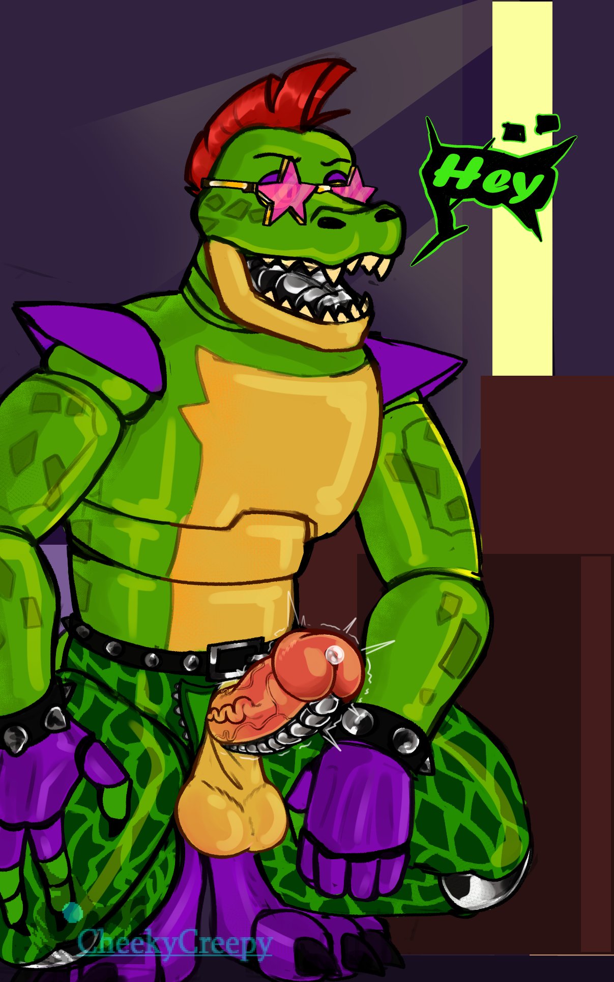 1boy 2023 alligator alligatorid animatronic anthro anthro_only artist_name balls ballsack bara belt big_balls big_cock big_penis big_testicles bigger_male boner bracelets cheekycreepy claws cock crocodile crocodilian crocodylid crouching dangling_testicles dick digital_drawing_(artwork) digital_media_(artwork) erect_penis erection fangs finger_claws fingerless_gloves five_nights_at_freddy's five_nights_at_freddy's:_security_breach furry furry_male furry_only glans glasses gloves green_skin humanoid_genitalia humanoid_penis long_tongue low_hanging_balls machine male male_anthro male_only masculine mohawk_(hairstyle) montgomery_gator_(fnaf) open_mouth open_pants open_smile penis penis_out precum precum_bubble precum_on_penis presenting_balls presenting_penis red_hair reptile robot robotic_genitalia robotic_penis scales scalie scottgames scrotum sharp_teeth shoulder_pads smile smiley_face smiling solo star_glasses steel_wool_studios studded_belt studded_bracelet sunglasses talking_to_viewer testicles text text_bubble thick_penis toe_claws toes tongue tremble_lines trembling trembling_penis veiny_penis zipper zipper_down