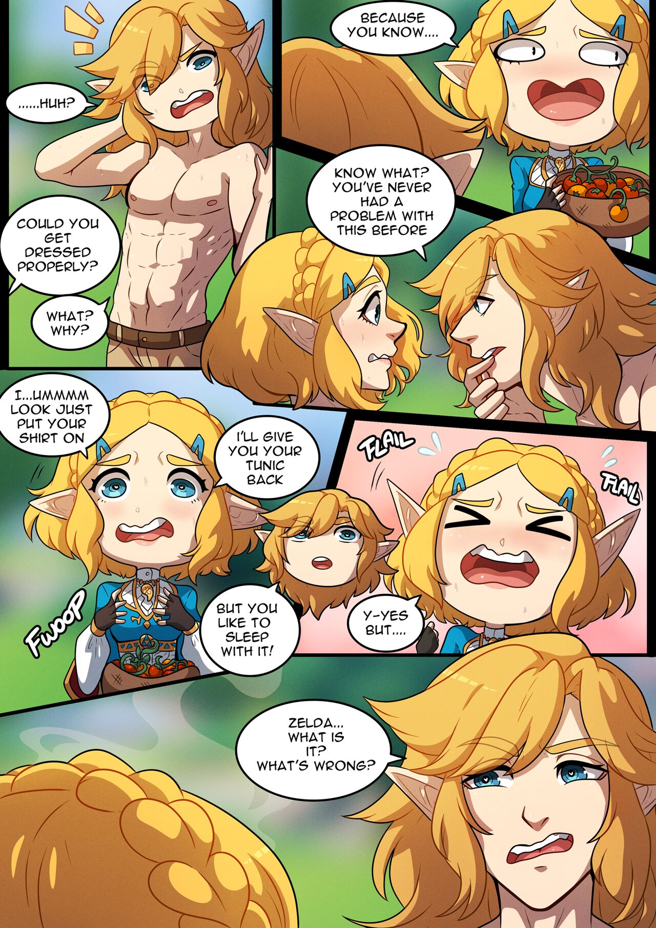 blonde_hair comic female flustered kinkymation link male pretty_boy princess_zelda romantic shirtless_male tagme tears_of_the_kingdom the_legend_of_zelda the_legend_of_zelda:_tears_of_the_kingdom wholesome zelda_(tears_of_the_kingdom)