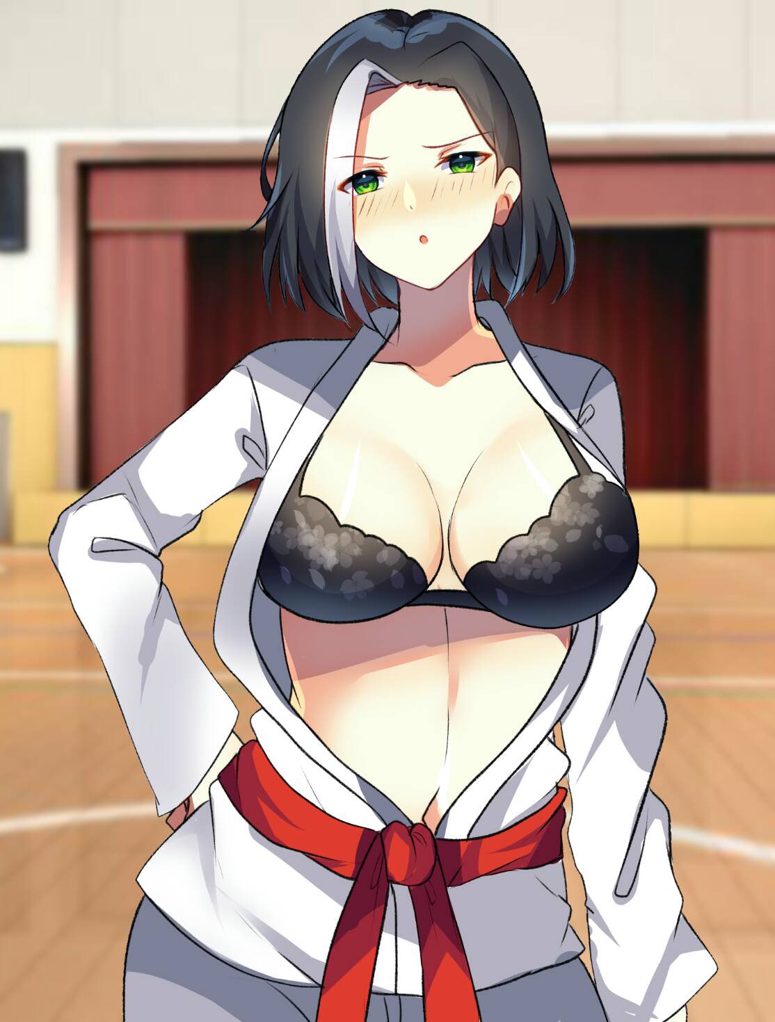 benedetta_(mobile_legends) bikini black_bikini black_bow blush bow green_eyes hi_res highres mobile_legends:_bang_bang navel non-web_source open_mouth standing swimsuit